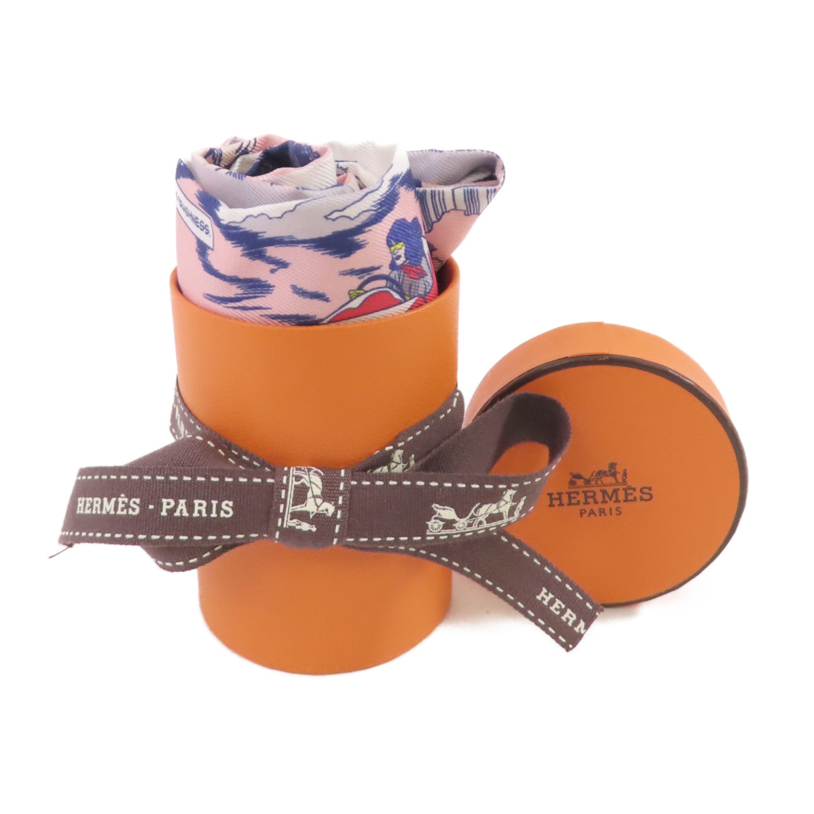 HERMES 絲質Twilly Scarf絲巾灰色/粉紅色/彩色