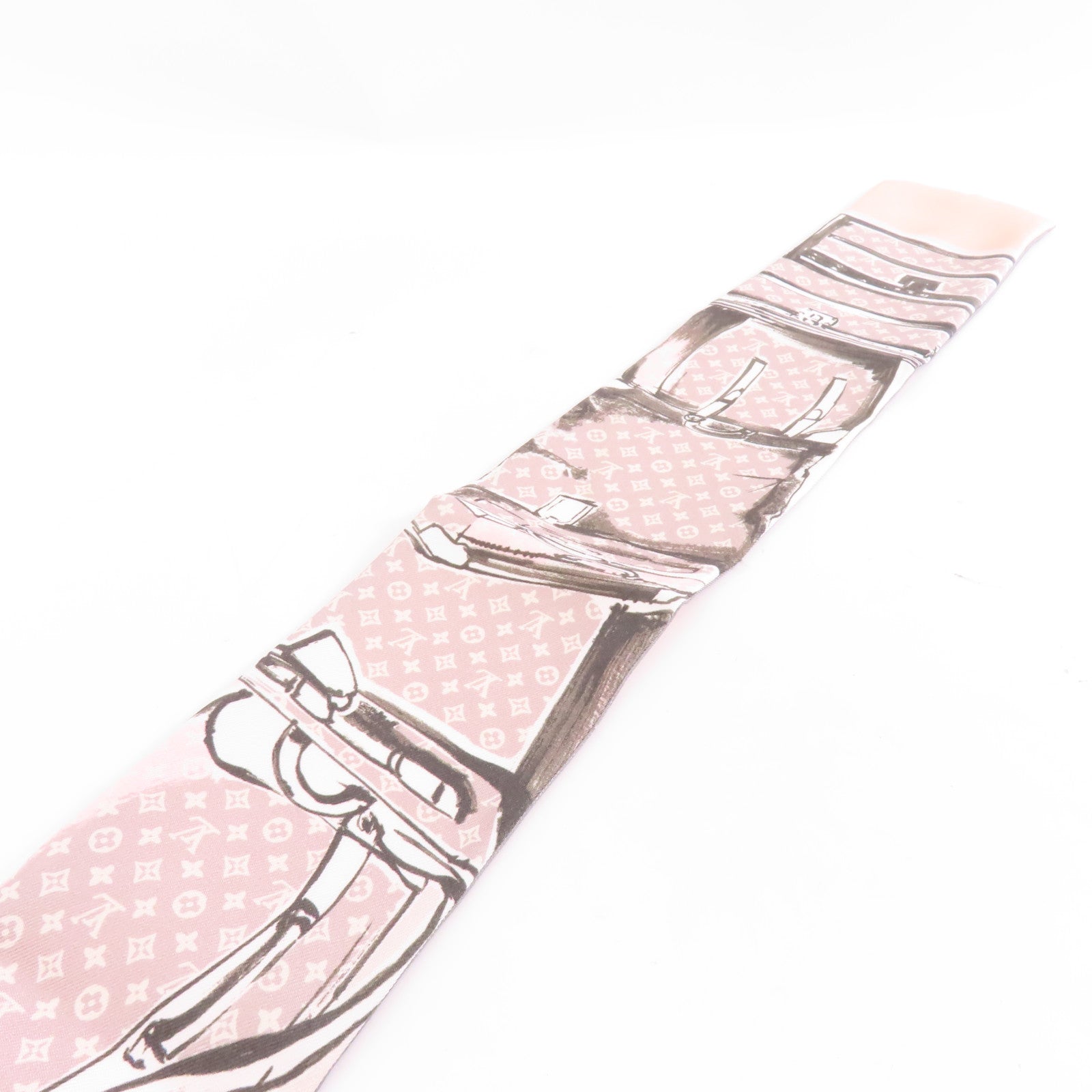 LOUIS VUITTON 絲質Trunks Bandeau scarf絲巾粉紅色