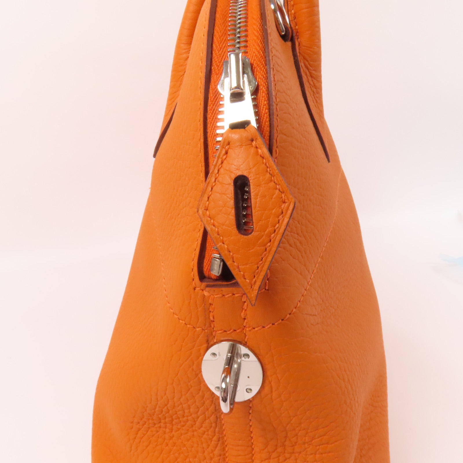 HERMES Clemence皮革Bolide 31銀扣手挽肩背兩用袋Orange