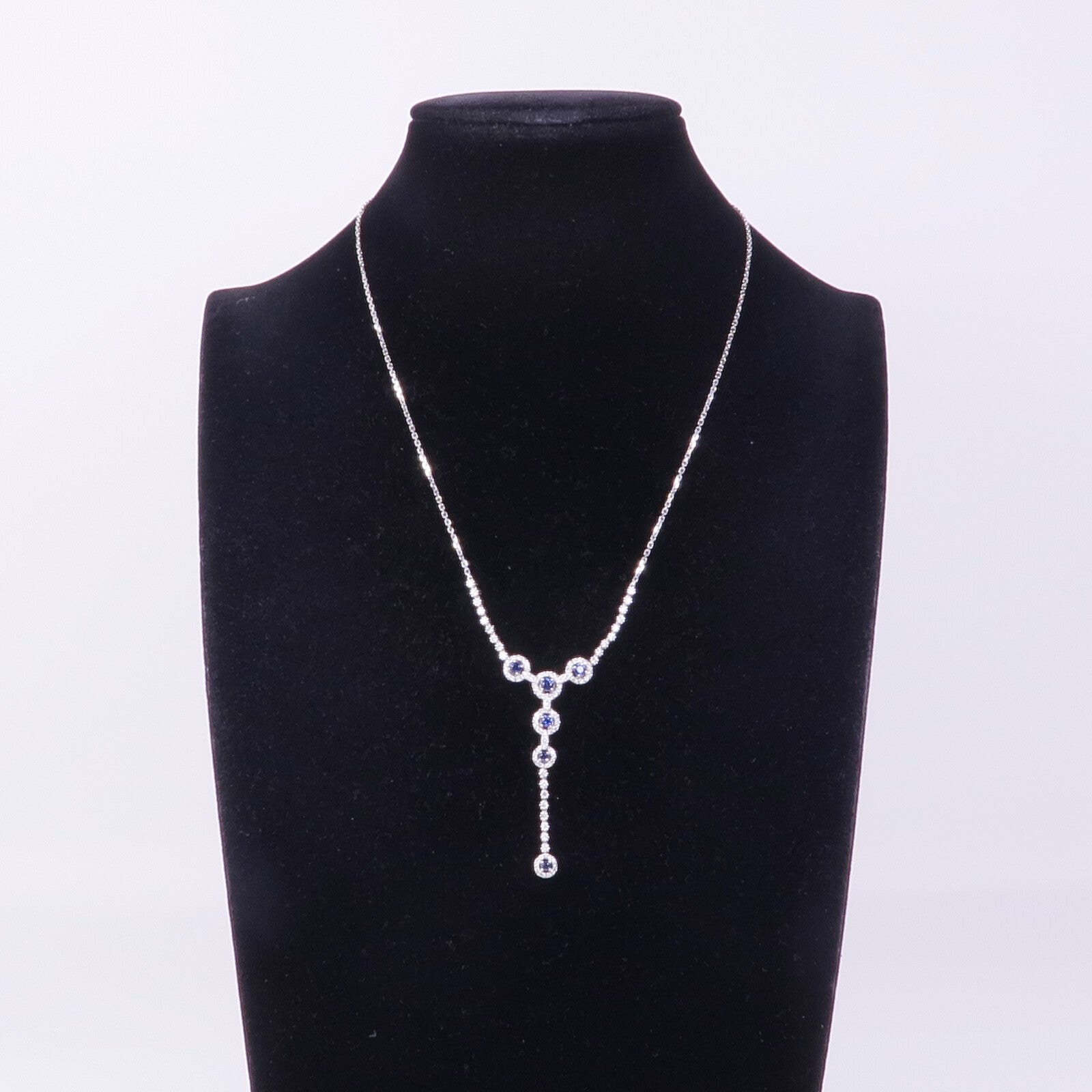 JEWELRY 18K白金Sapphire Diamond Necklace藍寶石/鑽石項鍊