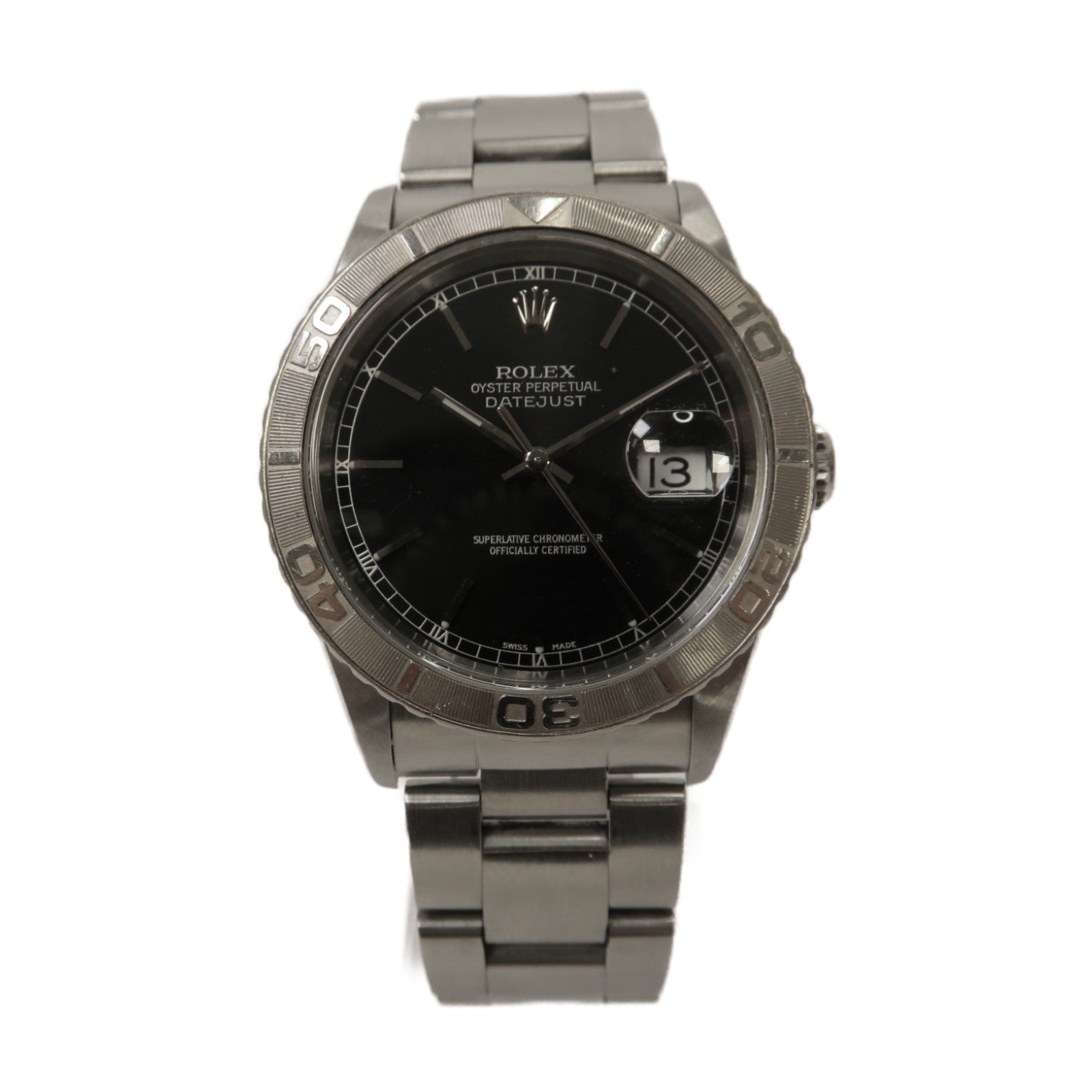 ROLEX Datejust Turn-O-Graph 36mm不鏽鋼自動機芯手錶黑色