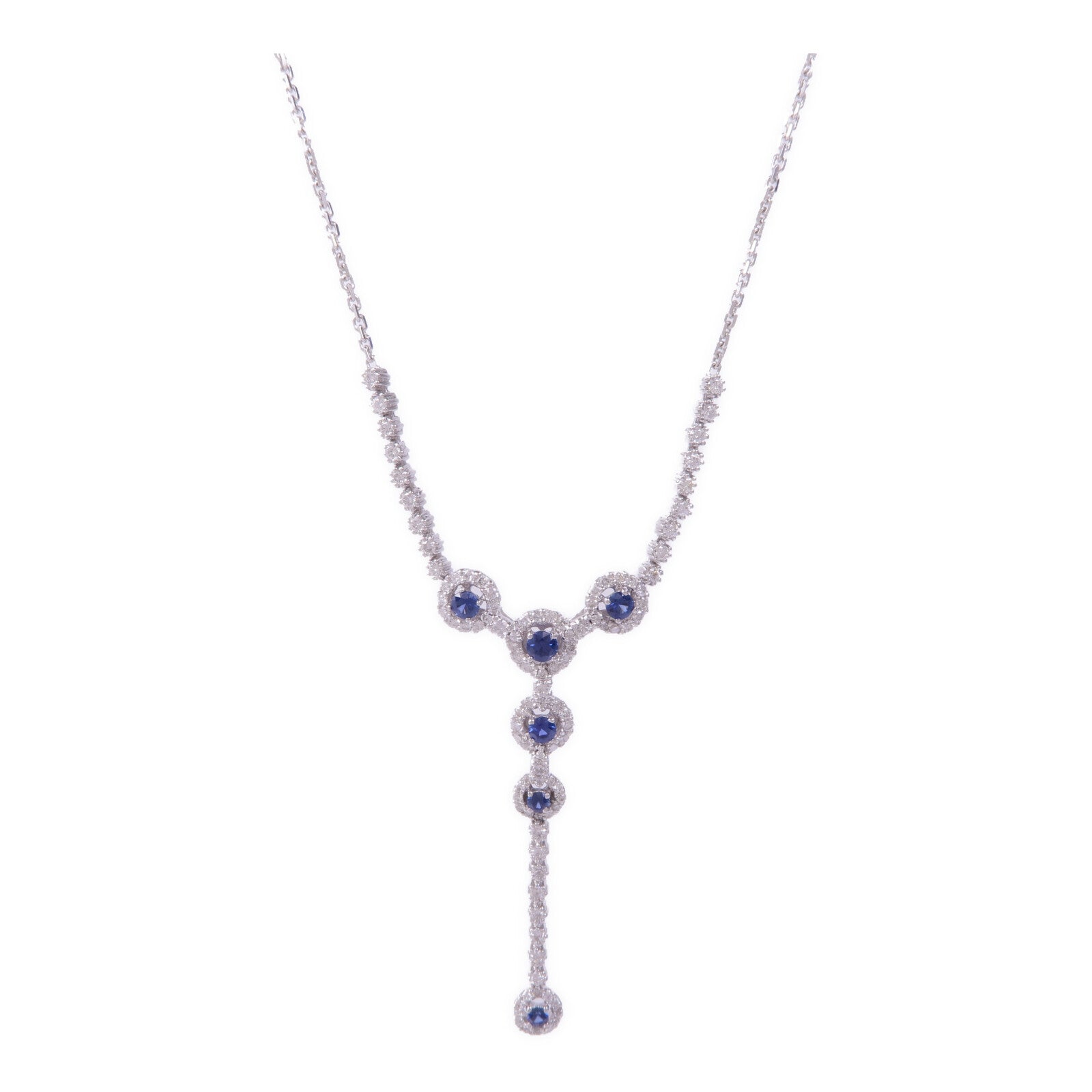 JEWELRY 18K白金Sapphire Diamond Necklace藍寶石/鑽石項鍊