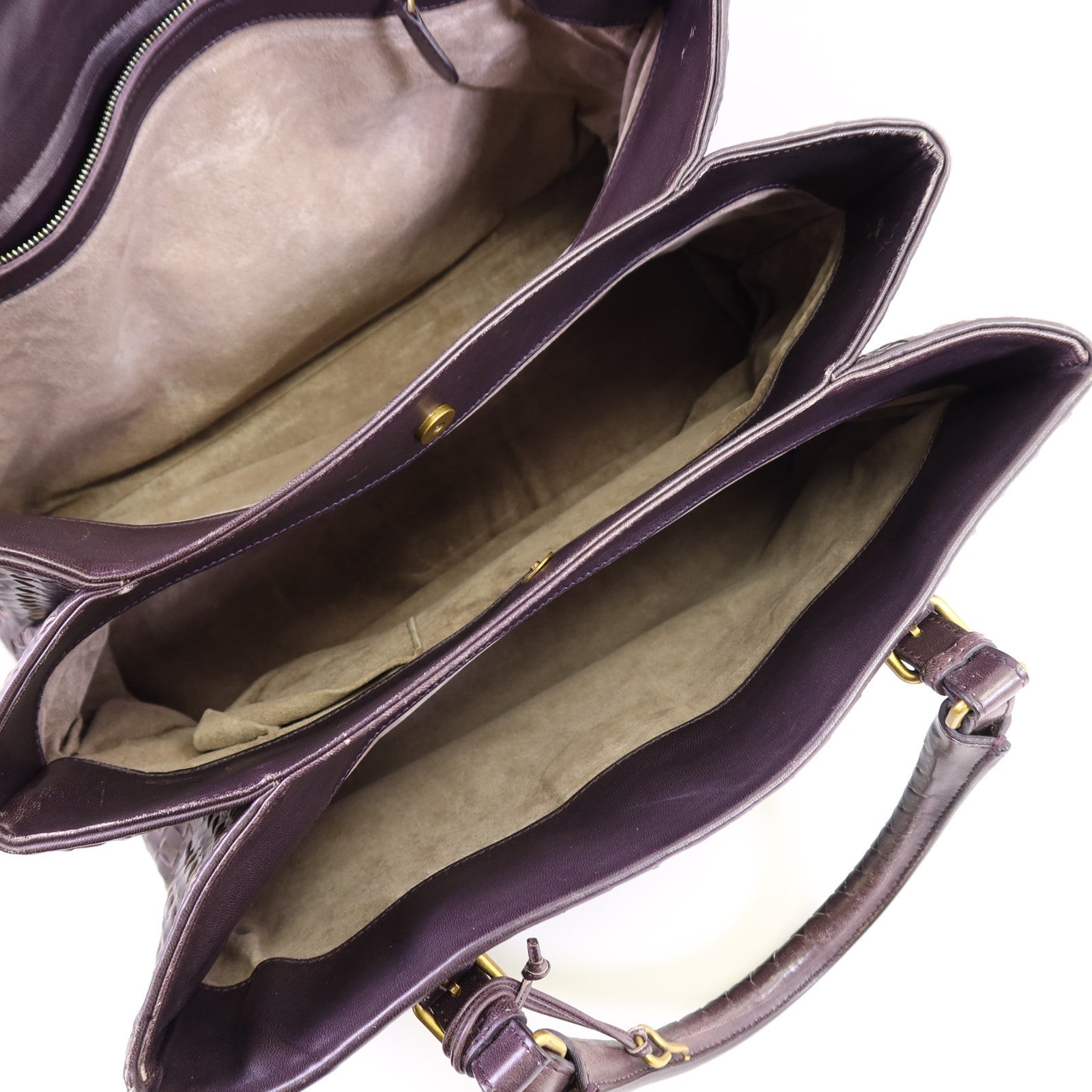 BOTTEGA VENETA 織紋皮革Roma Medium金扣手挽袋