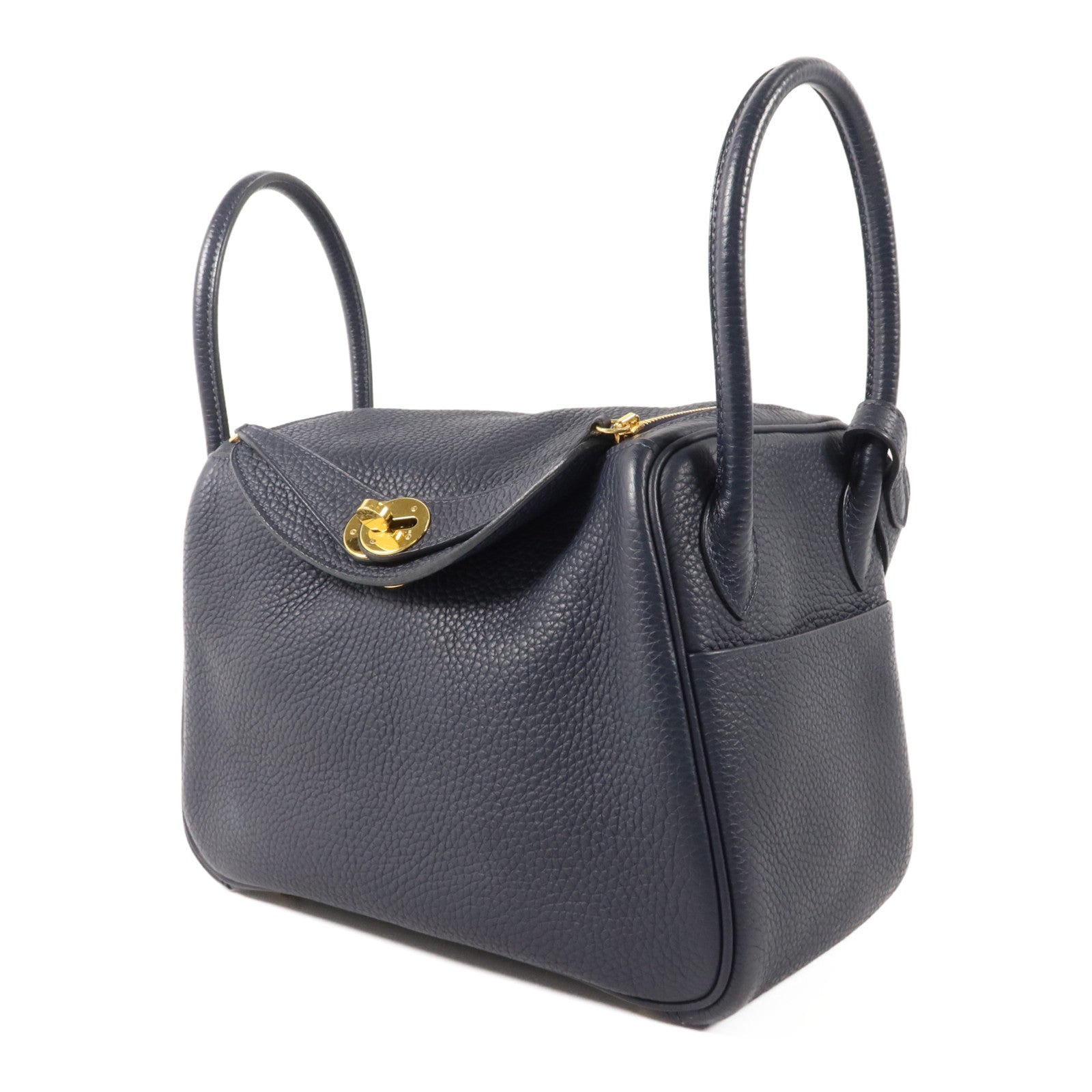 HERMES Clemence皮革Lindy 26手挽肩背兩用袋Bleu Nuit