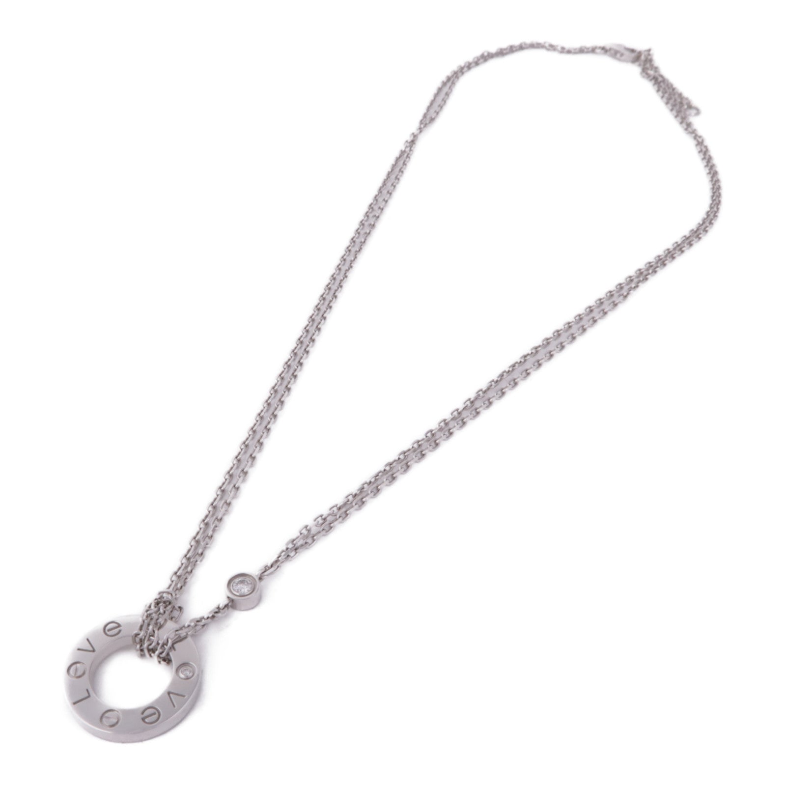 CARTIER 【激減優惠】18K白金Love Necklace 2P Diamond鑽石項鍊