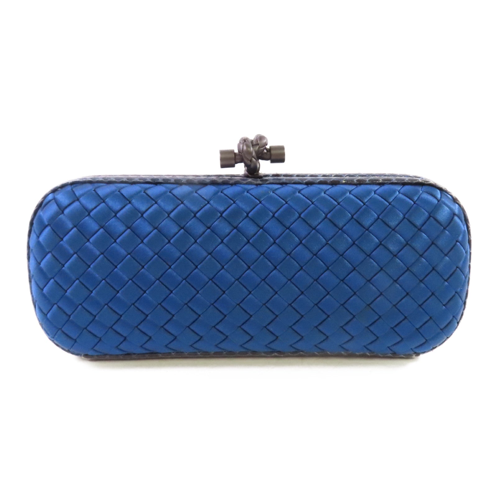 BOTTEGA VENETA 【激減優惠】緞布/蛇皮皮革Clutch Bag手拿包藍色