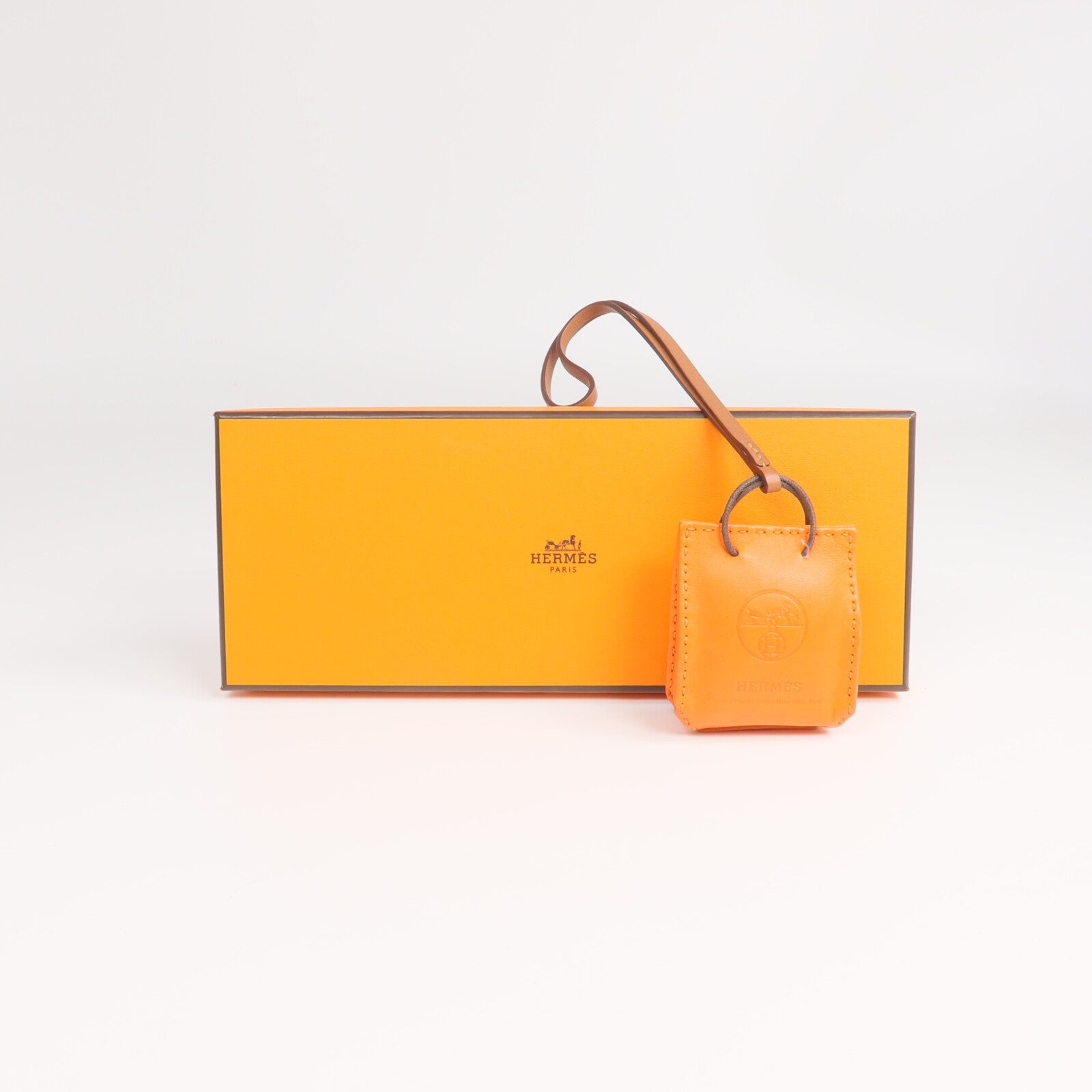 HERMES Milo/Swift皮革Sac Orange Bag Charm掛飾Orange H
