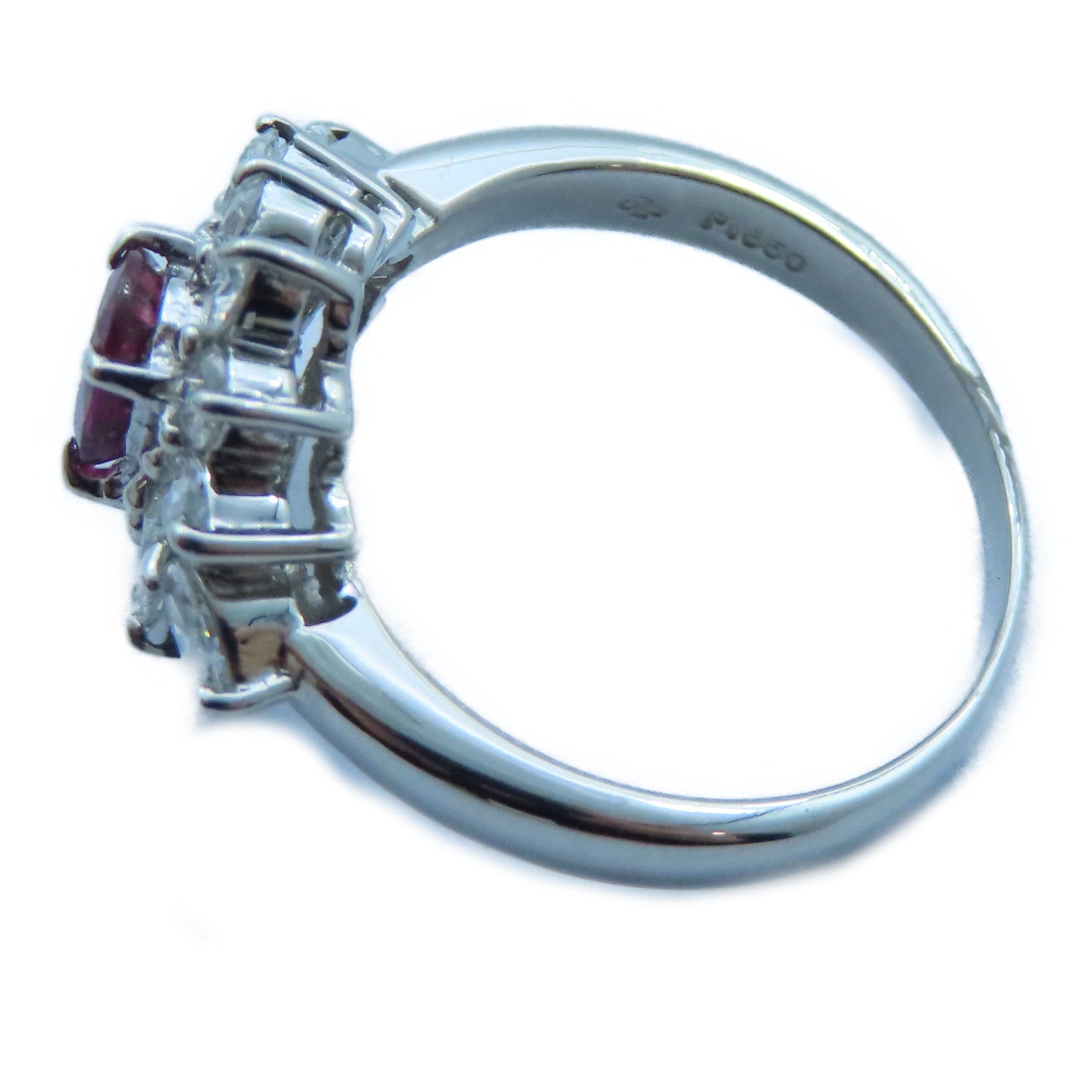JEWELRY 【激減優惠】PT850白金Sapphire/Diamond Ring寶石/鑽石戒指US#5.75