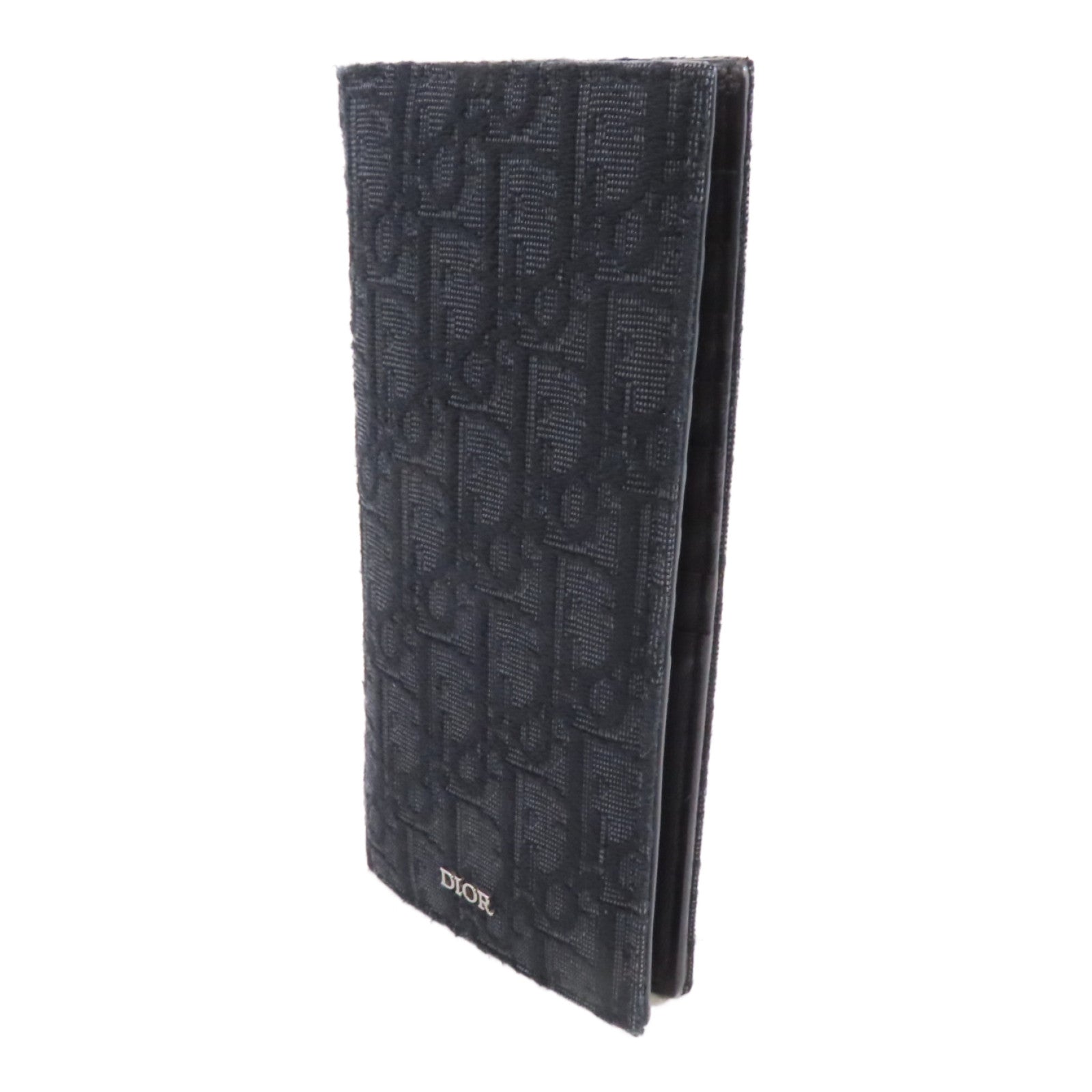 Dior 帆布Oblique Long Wallet銀扣長錢包黑色