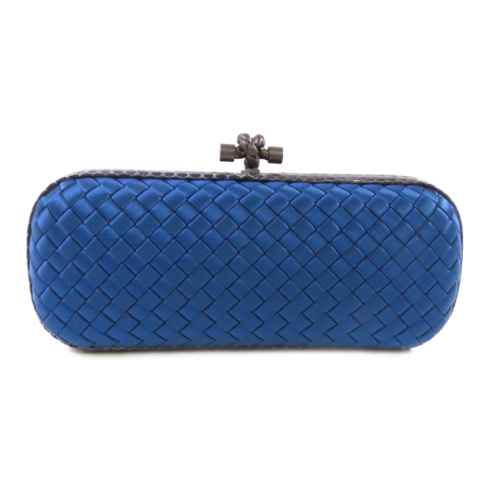 BOTTEGA VENETA 【激減優惠】緞布/蛇皮皮革Clutch Bag手拿包藍色