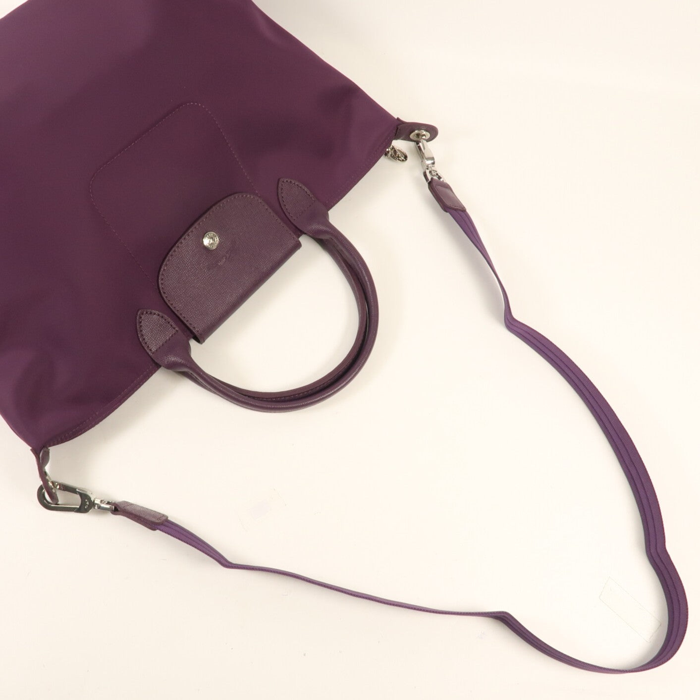 Longchamp 尼龍2 Way Shoulder銀扣手挽肩背兩用袋