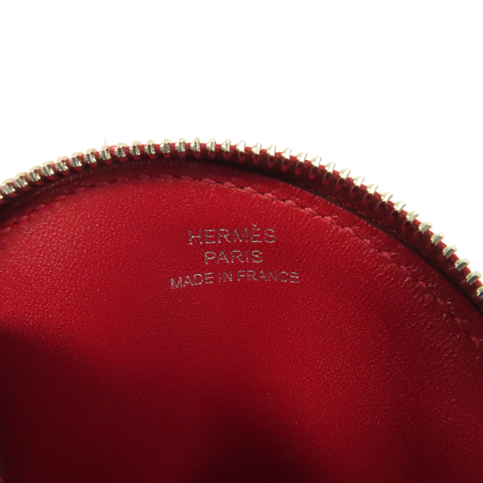 HERMES 牛皮皮革Tutti Frutti銀扣零錢包紅色