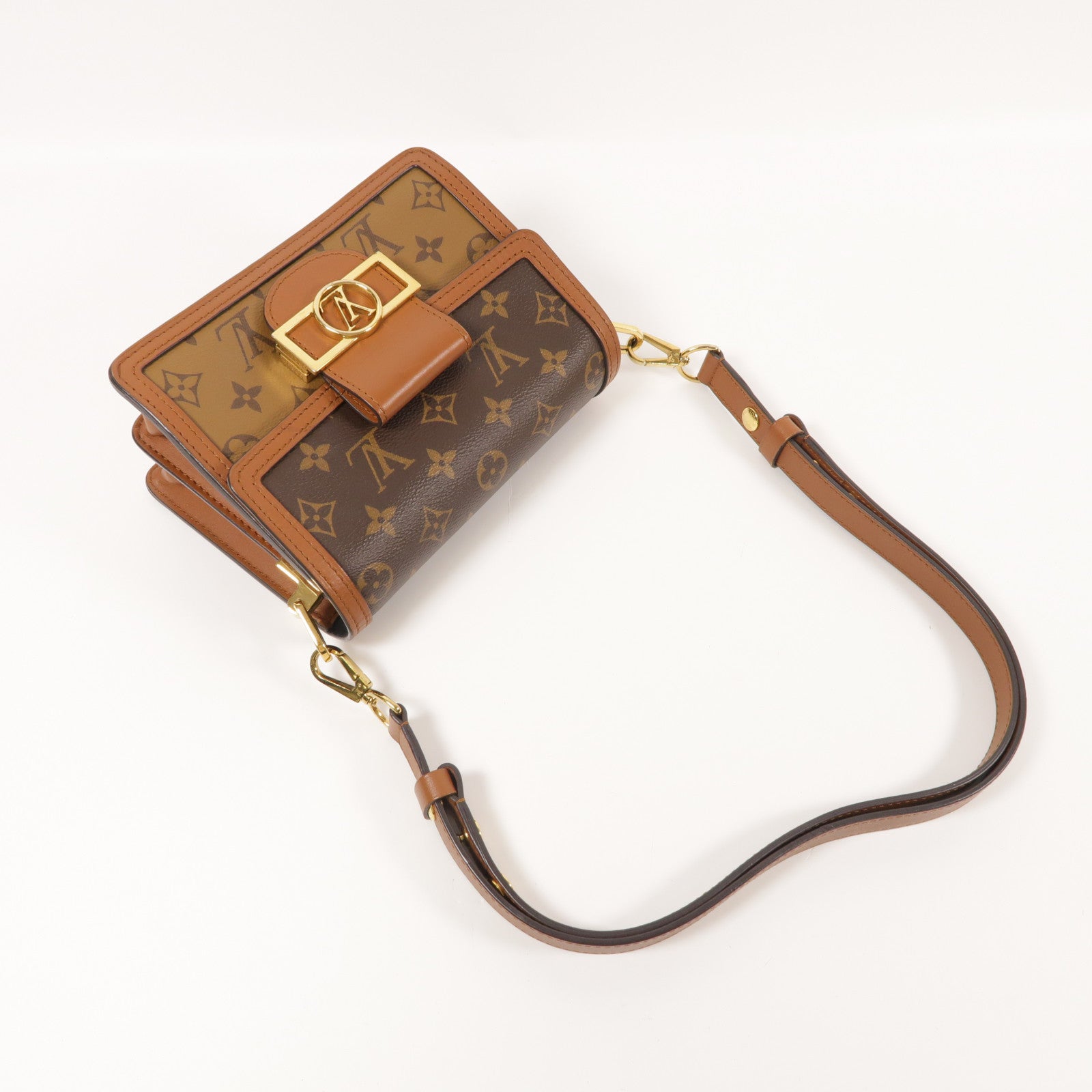LOUIS VUITTON Monogrqam Reverse Mini Dauphine肩背袋棕色