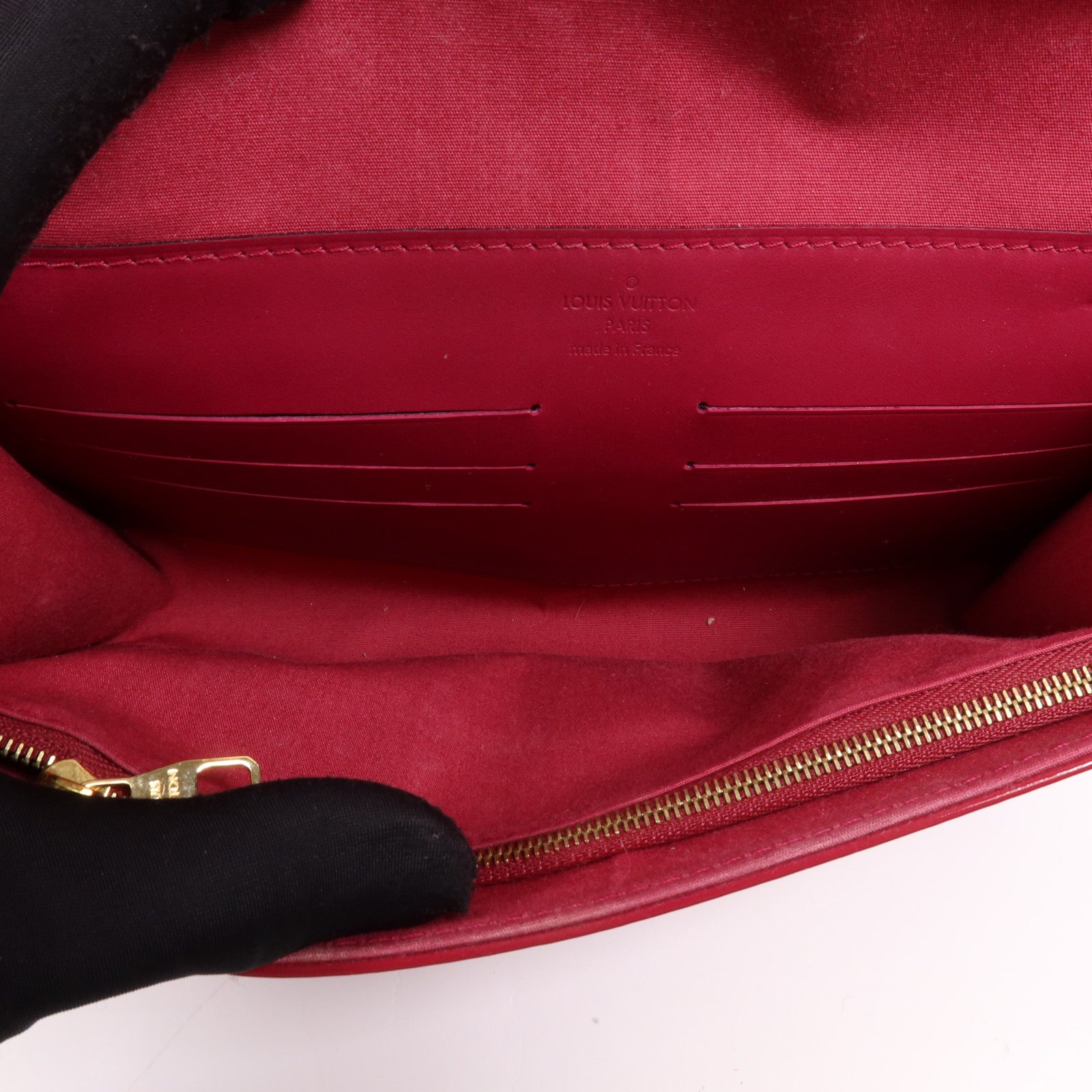 LOUIS VUITTON Monogram Vernis Clutch Ana Shoulder Bag金扣鏈帶肩背袋