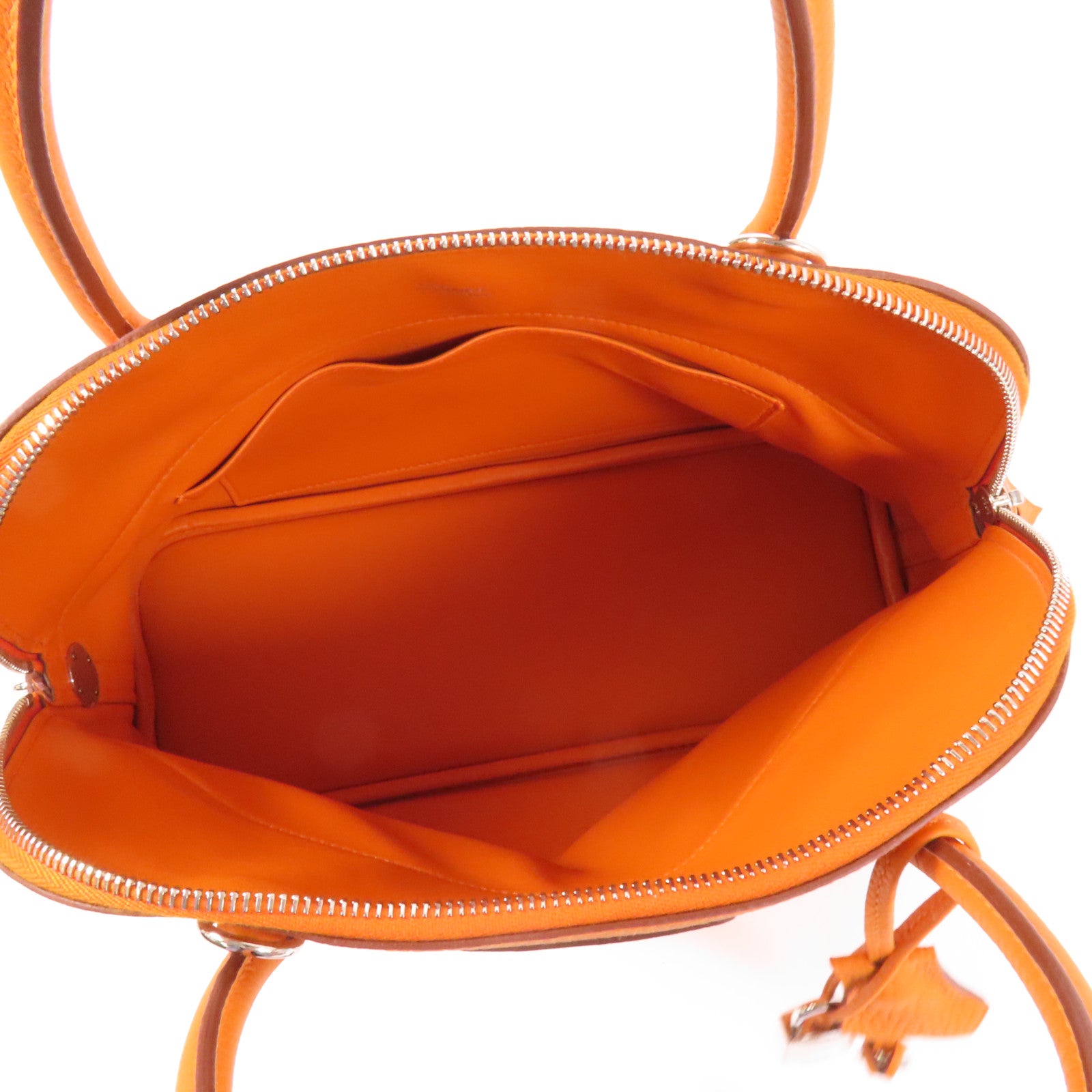 HERMES Clemence皮革Bolide 31銀扣手挽肩背兩用袋Orange