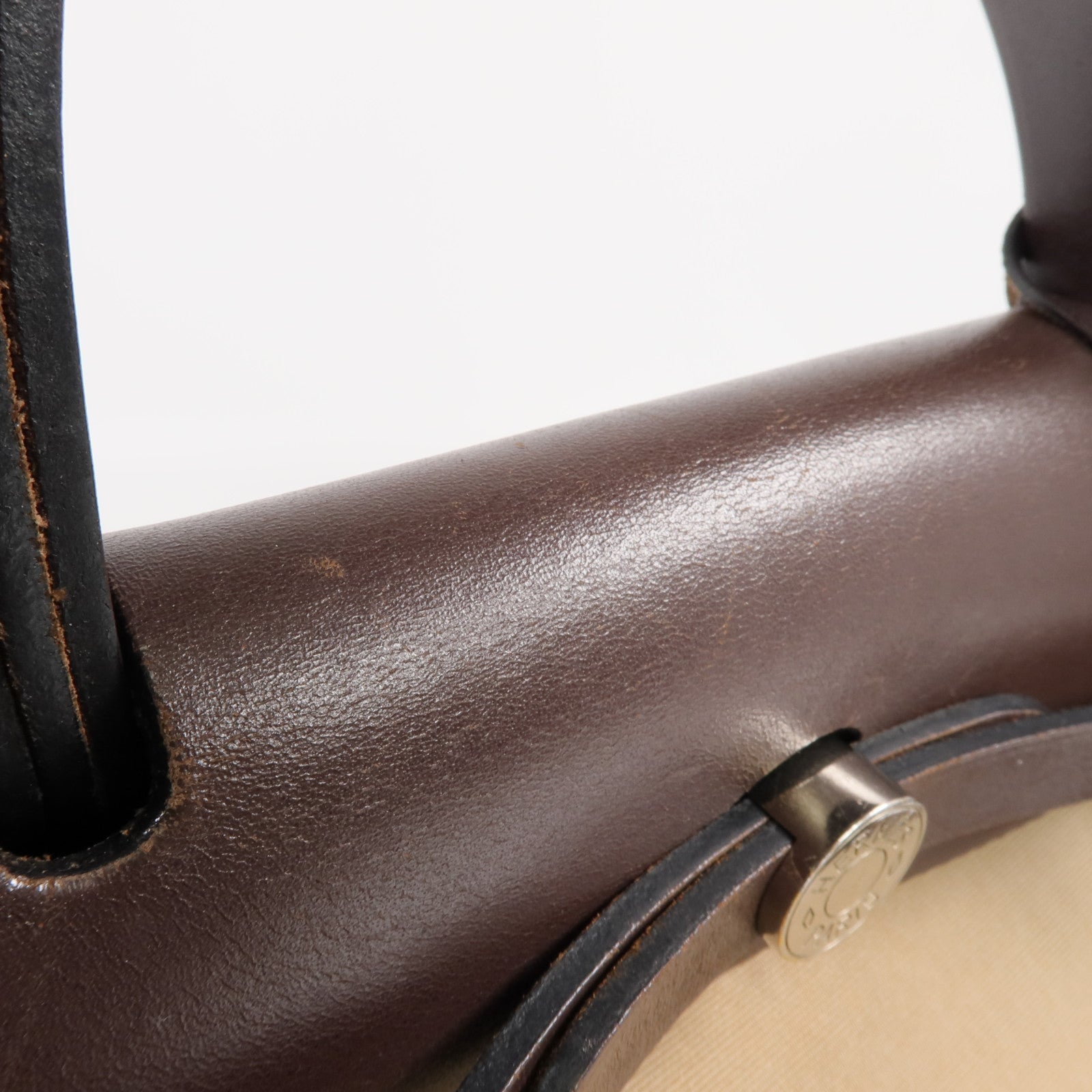 HERMES 帆布Herbag PM銀扣手挽肩背兩用袋Etoupe