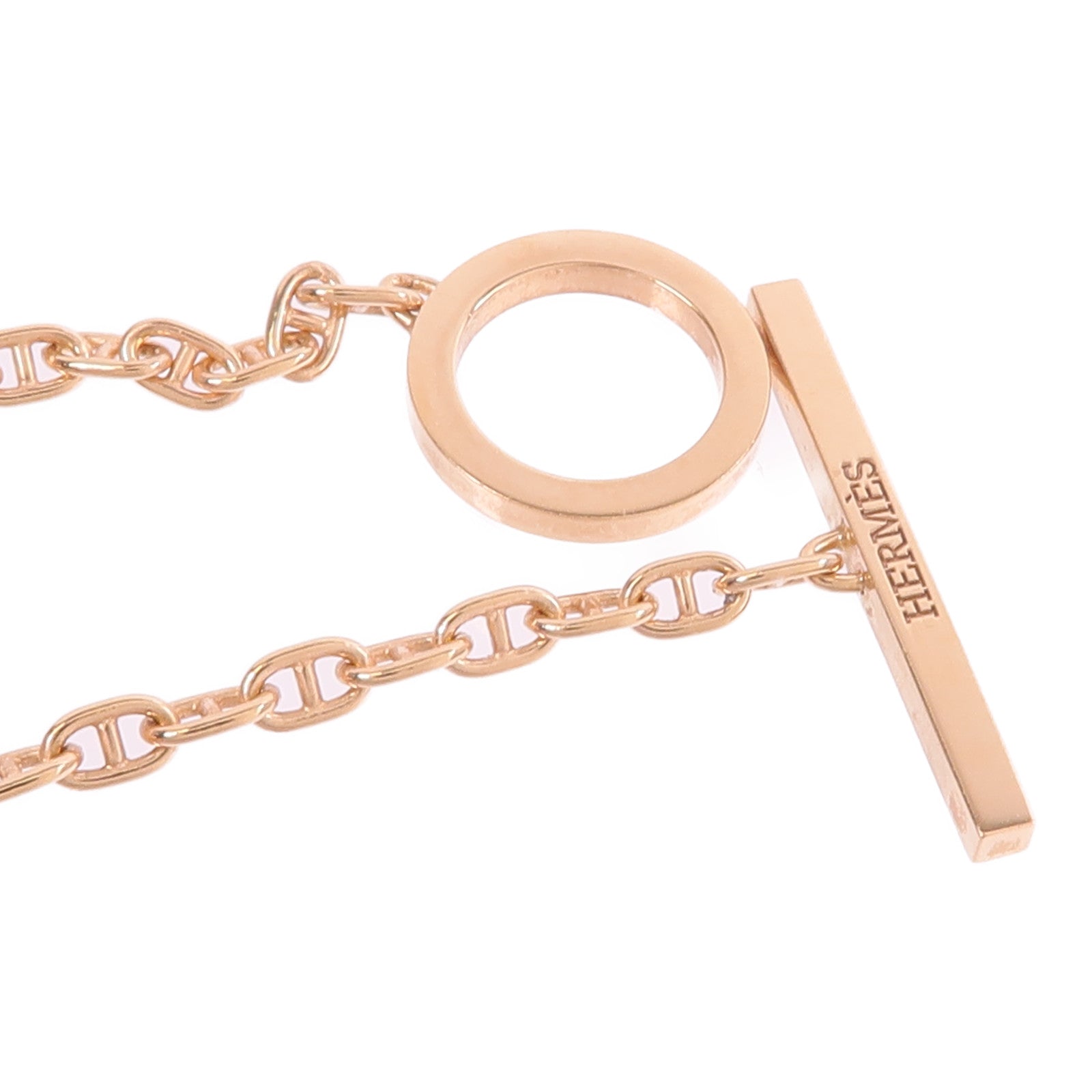 HERMES 18K玫瑰金Chaine d'ancre Contour Bracelet鑽石手鏈