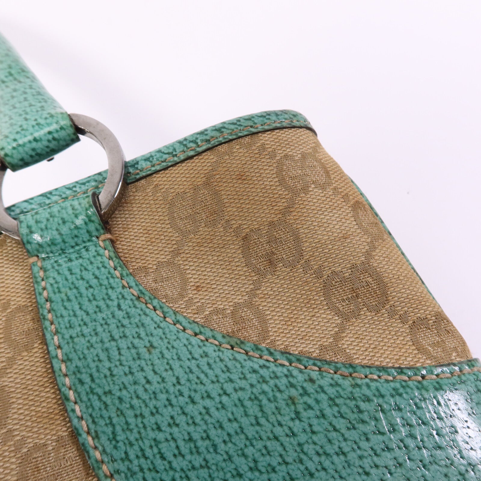 GUCCI 帆布Shoulder Bag銀扣手挽袋