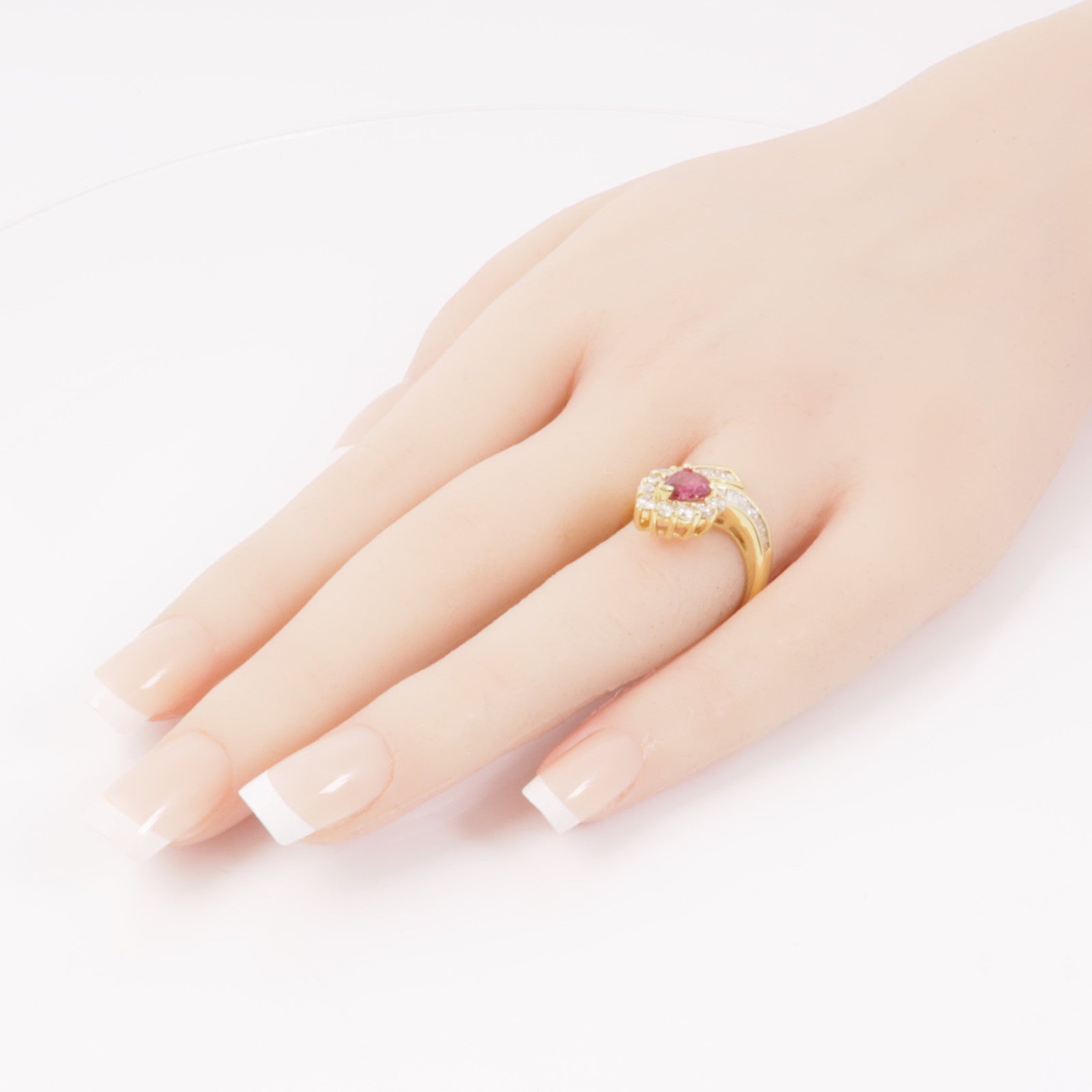 JEWELRY 18K黃金Ruby/Diamond Ring紅寶石/鑽石戒指US#7