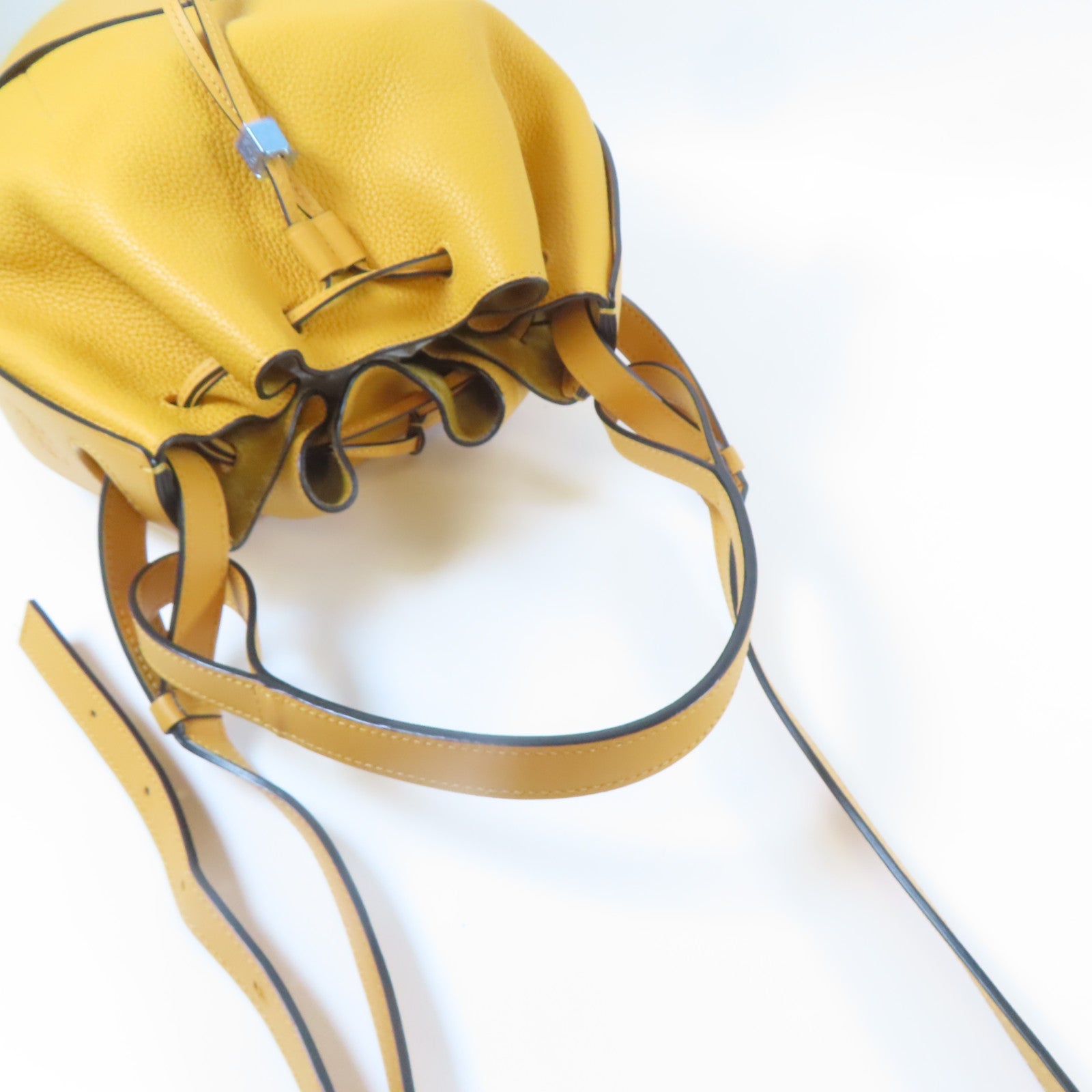 LOEWE 【清倉大減價】牛皮皮革Ballon Bag銀扣手挽肩背兩用袋橙色
