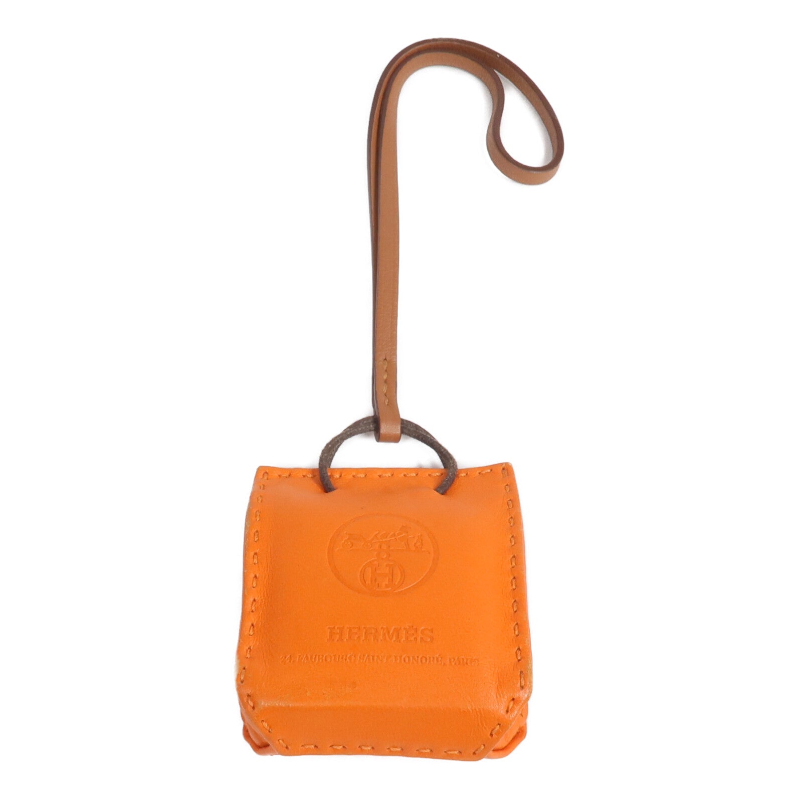 HERMES Milo/Swift皮革Sac Orange Bag Charm掛飾Orange H