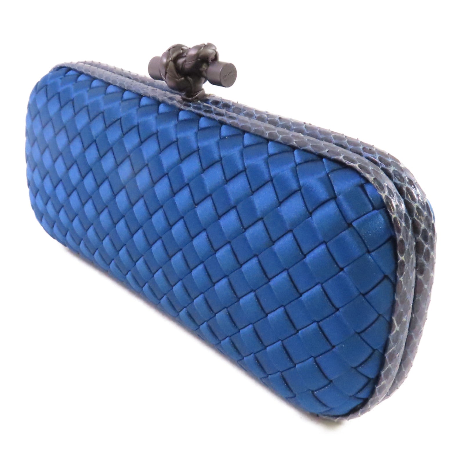 BOTTEGA VENETA 【激減優惠】緞布/蛇皮皮革Clutch Bag手拿包藍色
