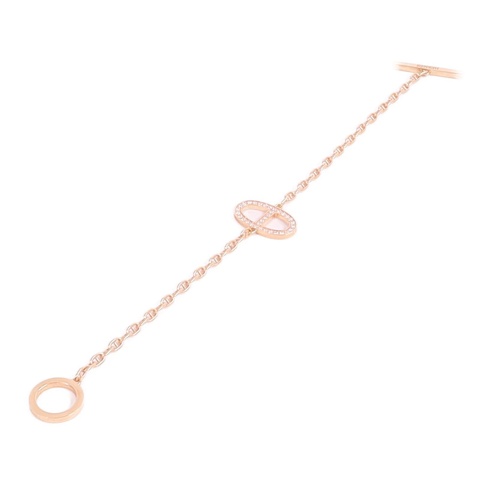 HERMES 18K玫瑰金Chaine d'ancre Contour Bracelet鑽石手鏈