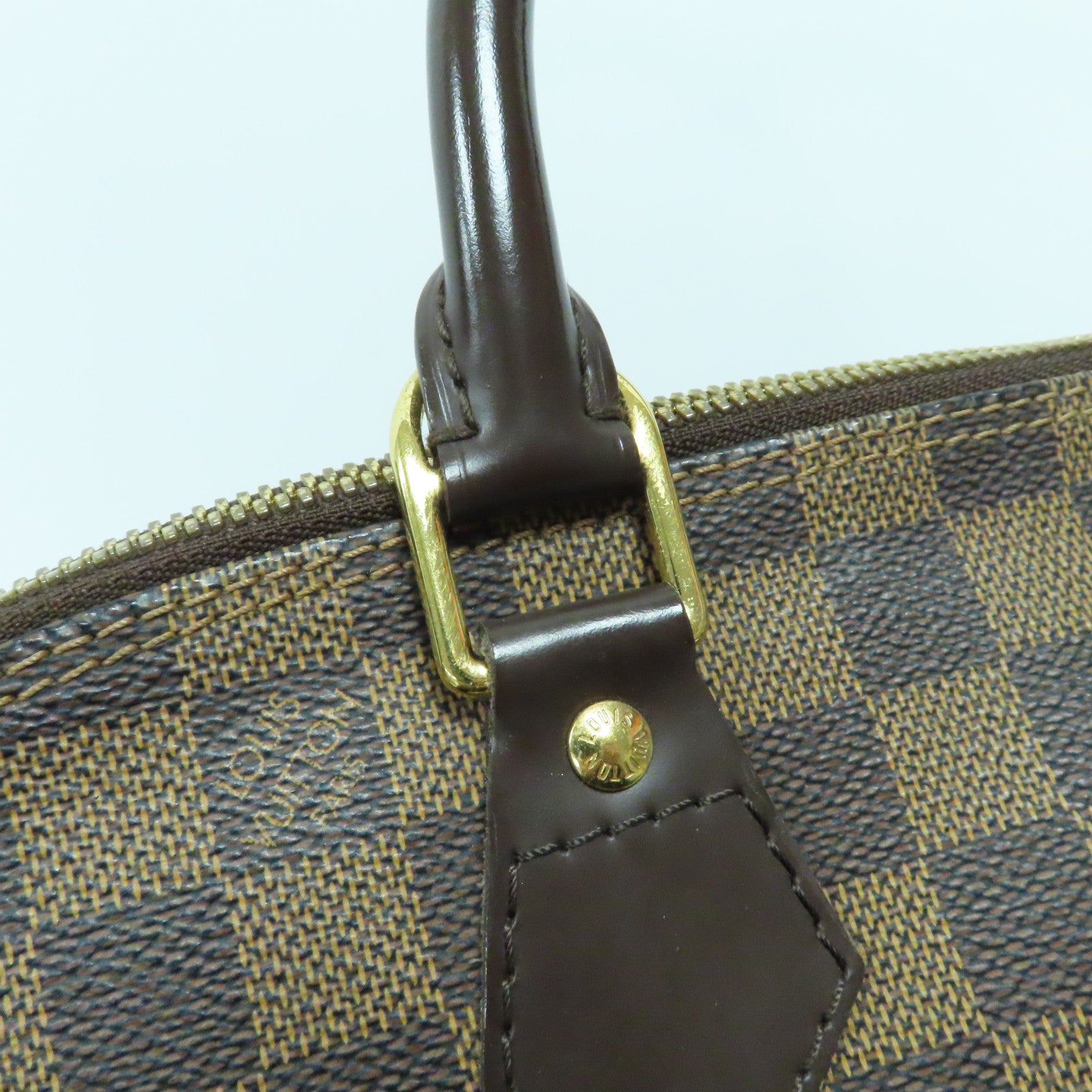 LOUIS VUITTON 【激減優惠】Damier Ebene Alma MM金扣手挽袋啡色