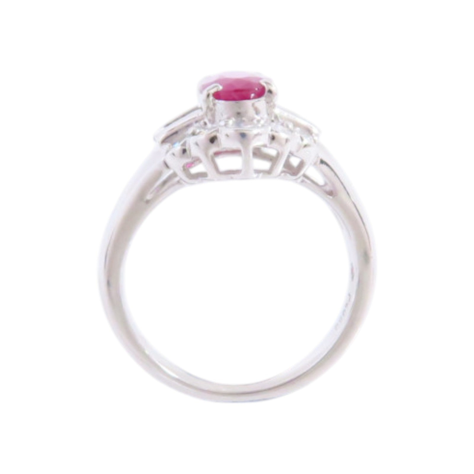 JEWELRY 【激減優惠】PT900鉑金/紅寶石/鑽石Ruby Diamond Ring戒指US#5