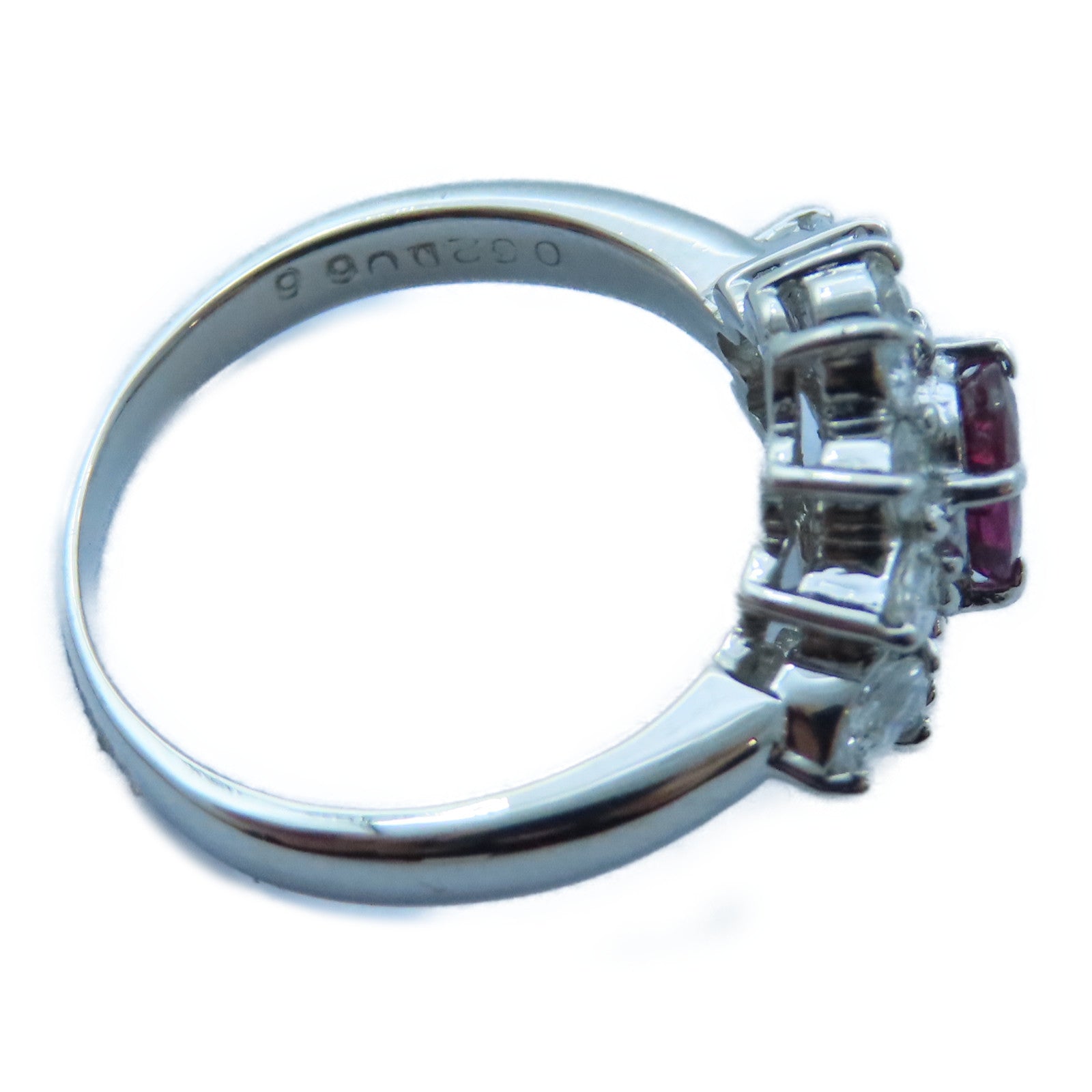 JEWELRY 【激減優惠】PT850白金Sapphire/Diamond Ring寶石/鑽石戒指US#5.75