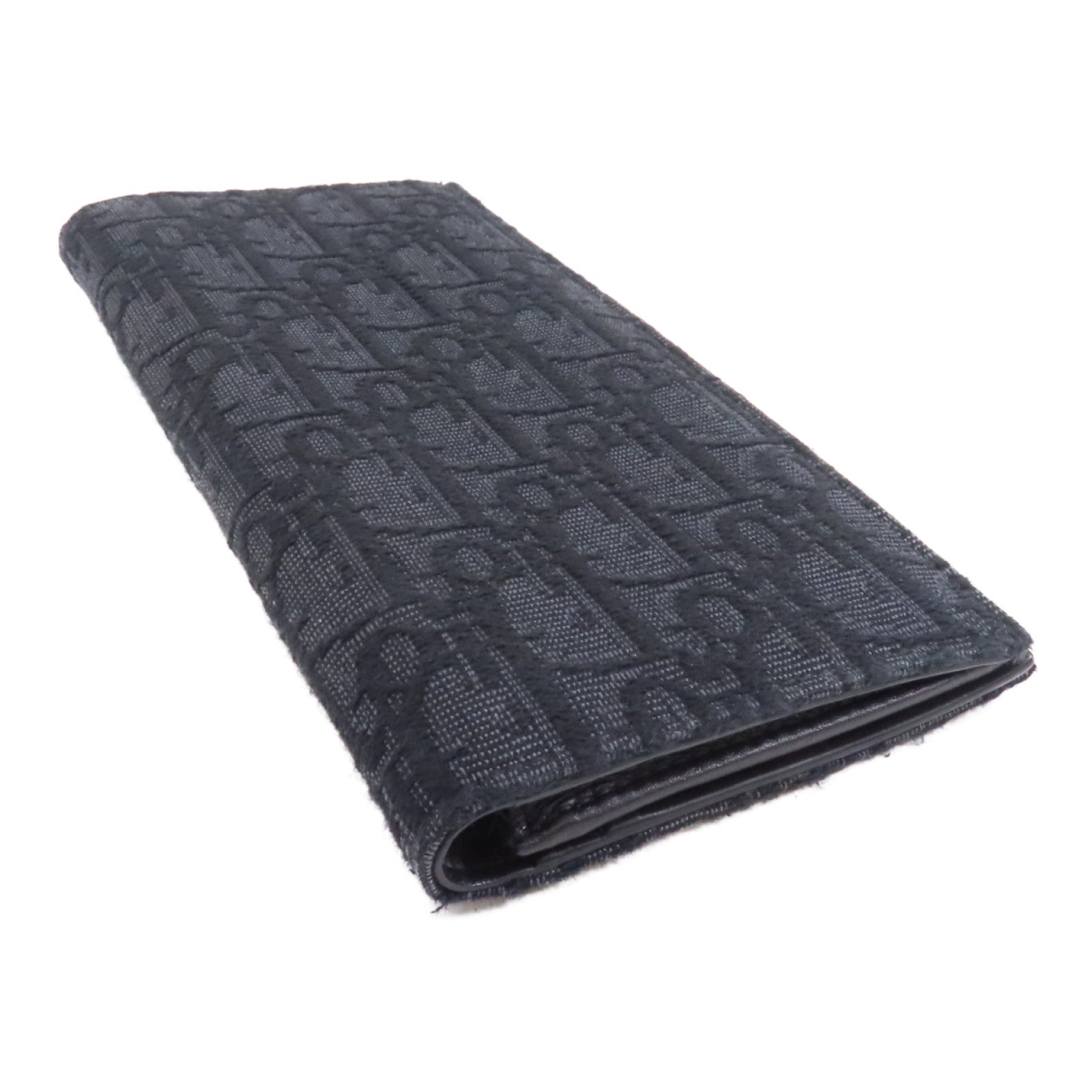 Dior 帆布Oblique Long Wallet銀扣長錢包黑色
