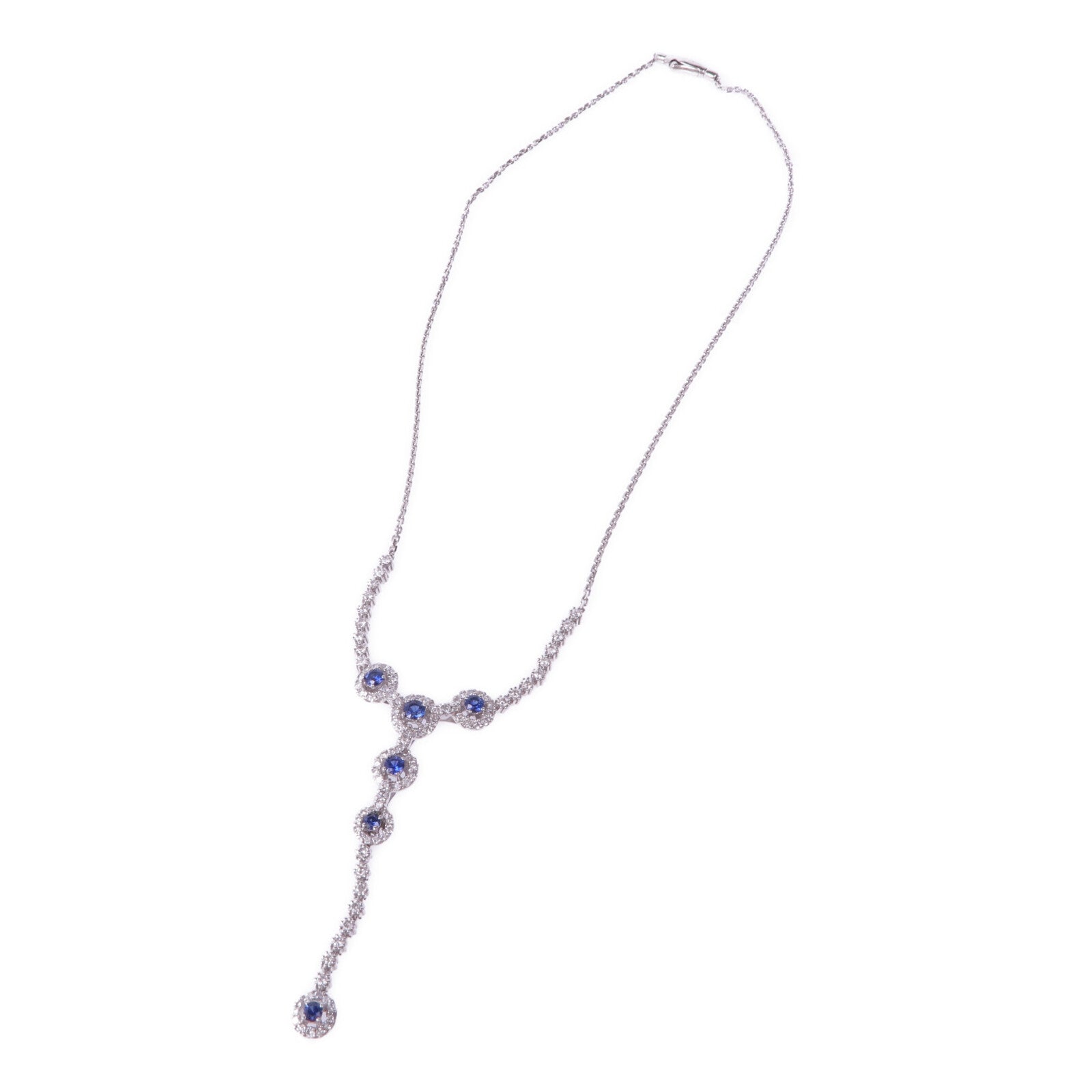 JEWELRY 18K白金Sapphire Diamond Necklace藍寶石/鑽石項鍊