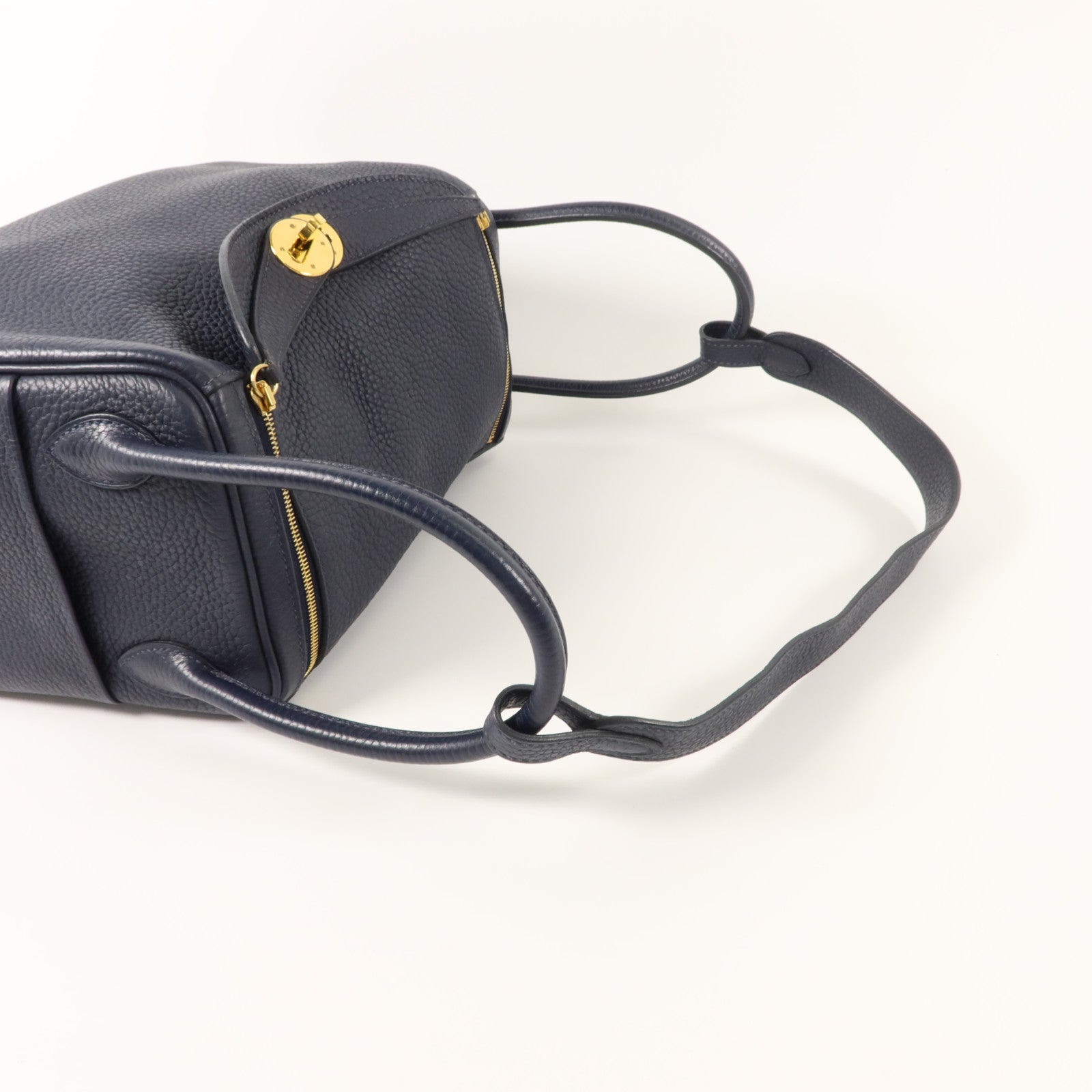 HERMES Clemence皮革Lindy 26手挽肩背兩用袋Bleu Nuit