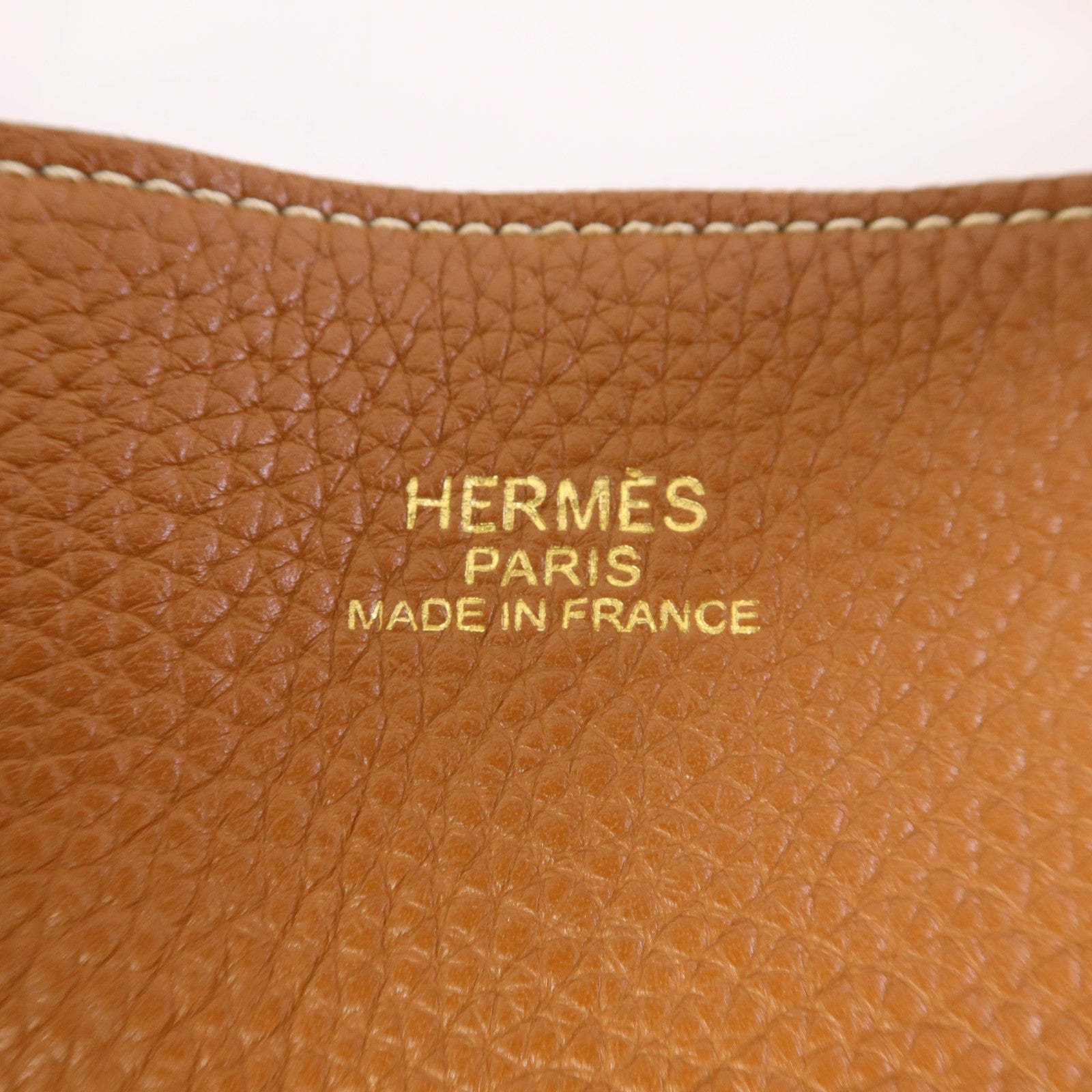HERMES Clemence皮革Double Sens 35肩背袋/手挽袋Gold/Bleu Abysse