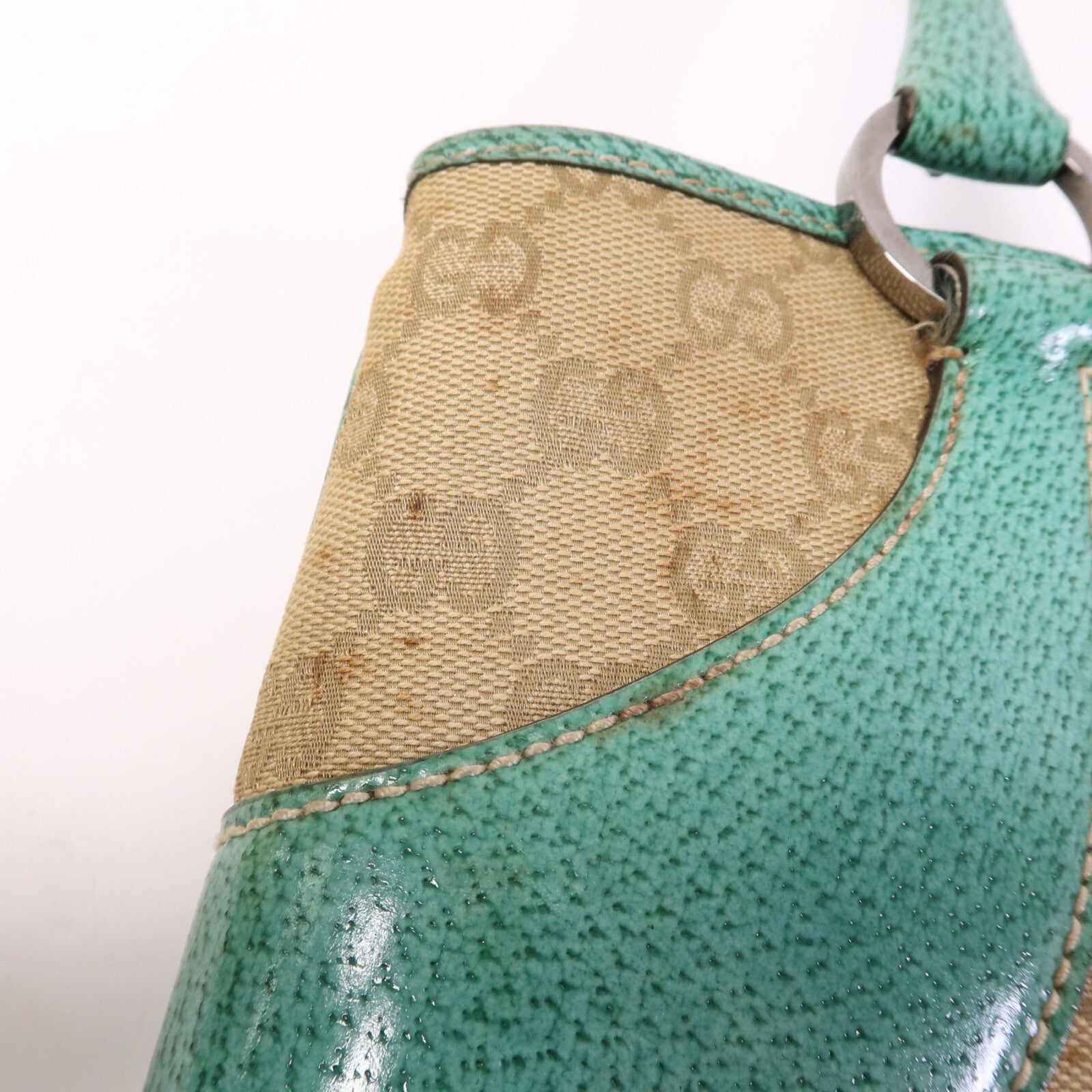 GUCCI 帆布Shoulder Bag銀扣手挽袋