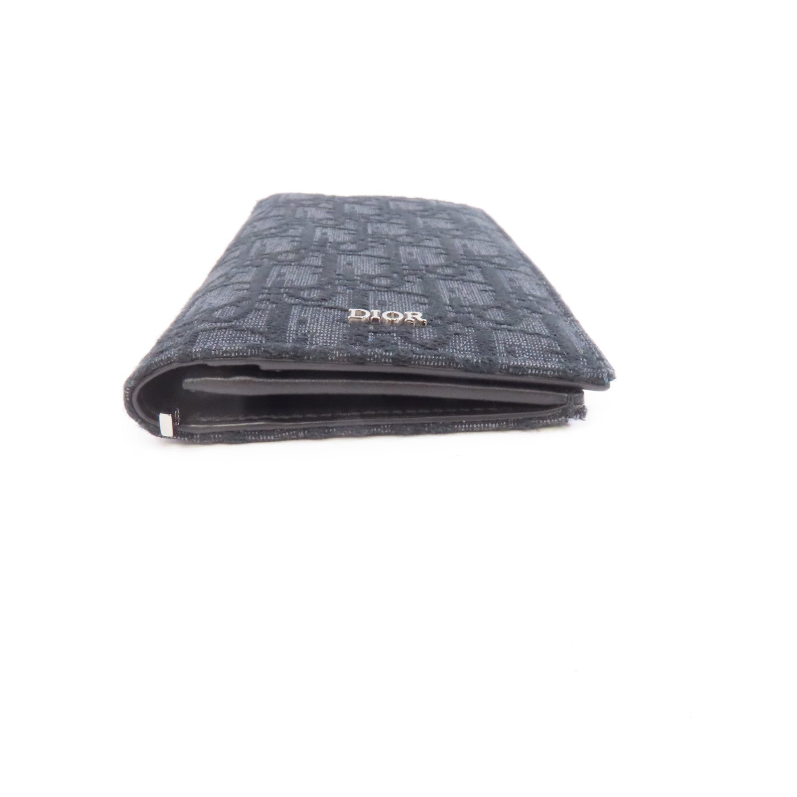 Dior 帆布Oblique Long Wallet銀扣長錢包黑色