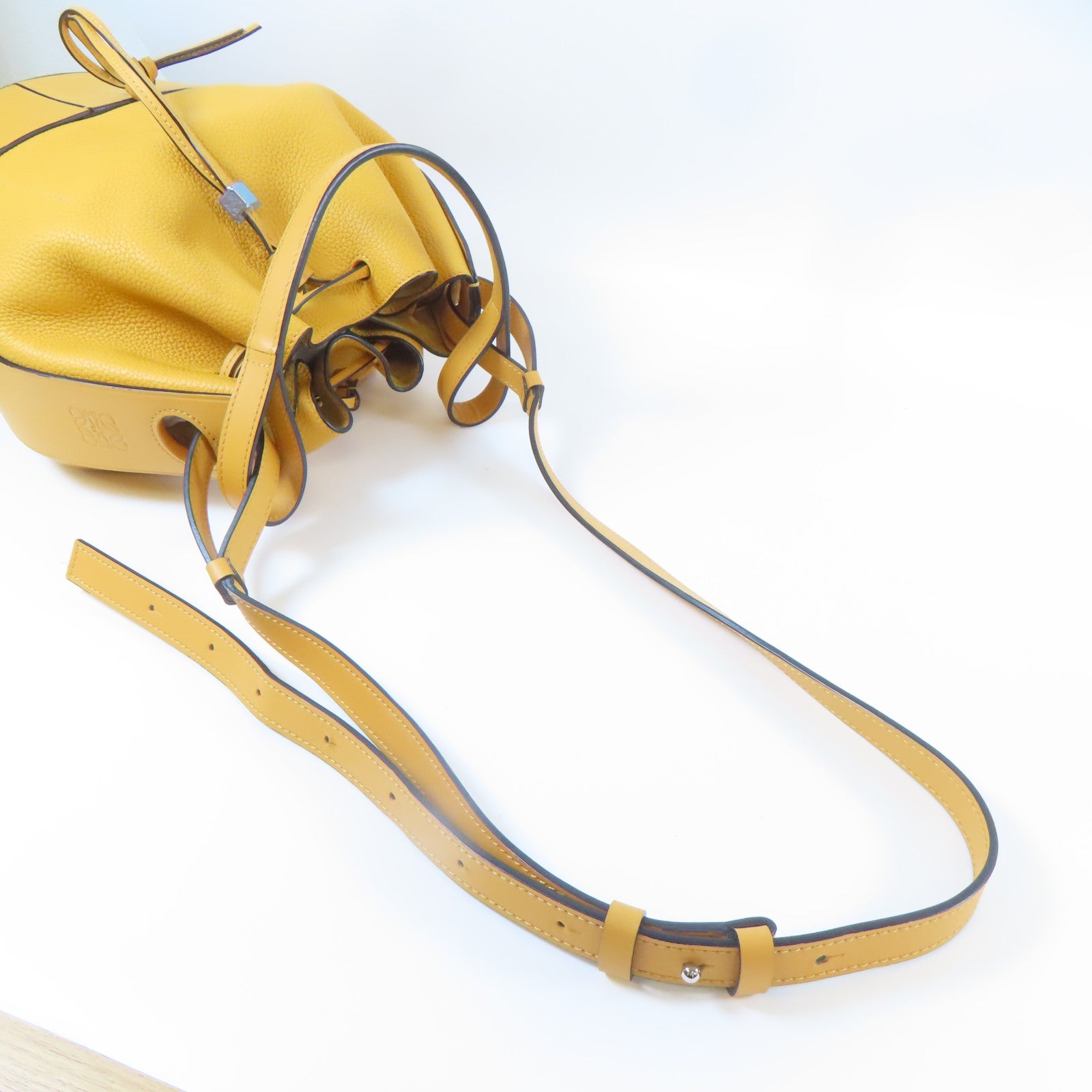 LOEWE 【清倉大減價】牛皮皮革Ballon Bag銀扣手挽肩背兩用袋橙色