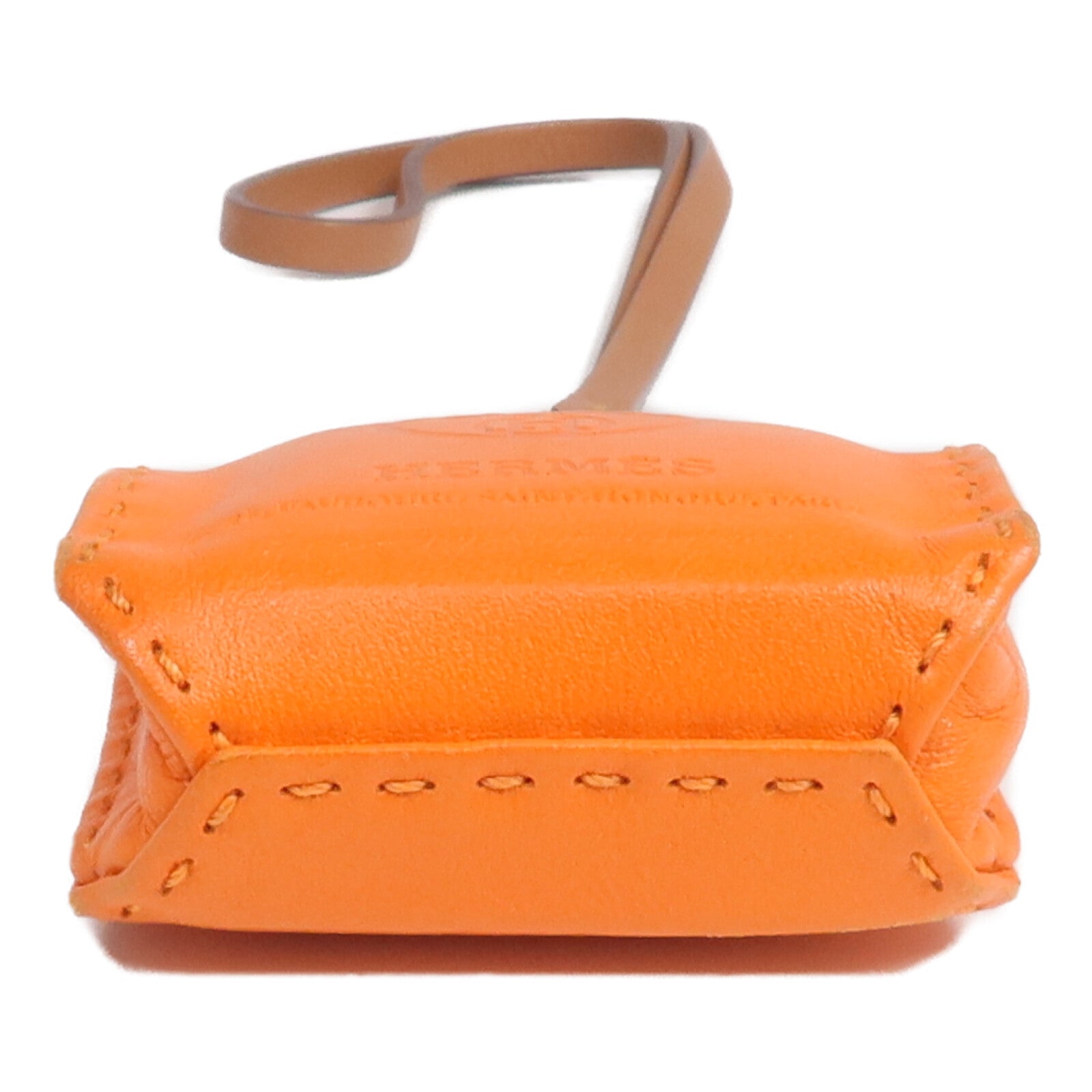 HERMES Milo/Swift皮革Sac Orange Bag Charm掛飾Orange H