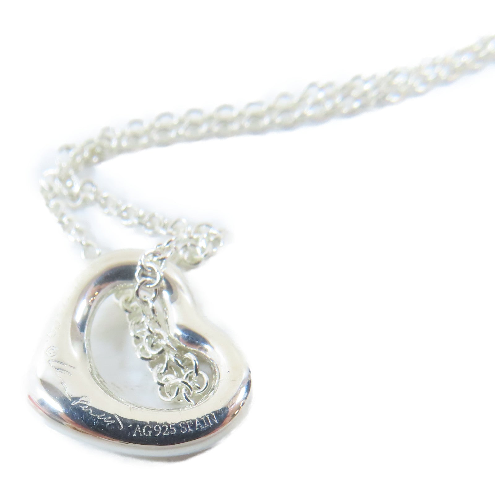 TIFFANY＆CO 925純銀Elsa Peretti Heart Pendant Necklace項鍊#40cm