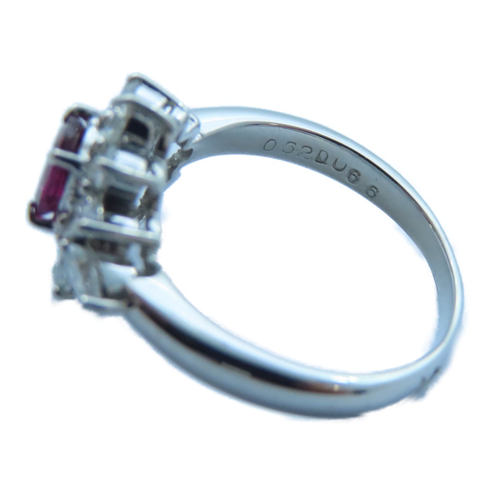 JEWELRY 【激減優惠】PT850白金Sapphire/Diamond Ring寶石/鑽石戒指US#5.75