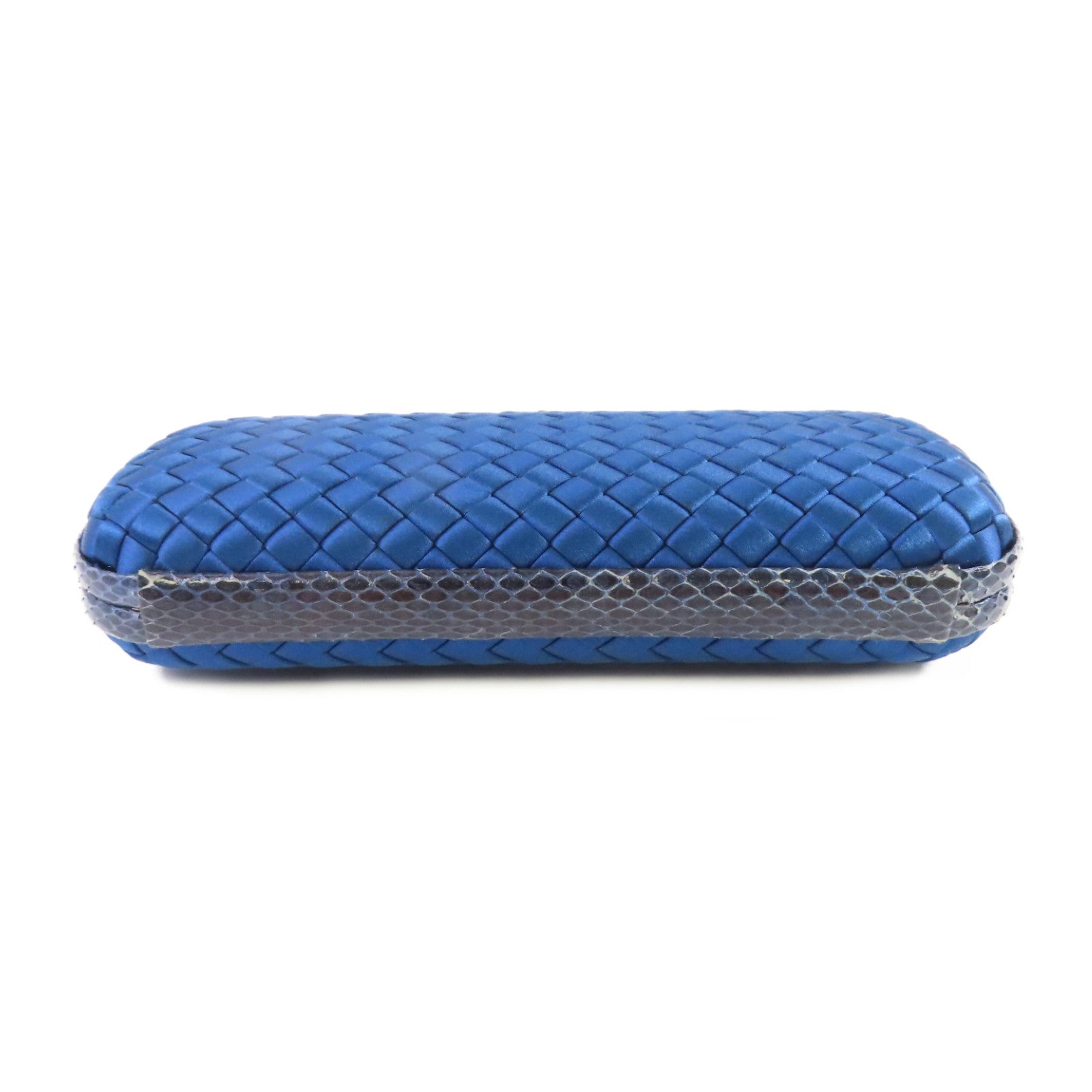 BOTTEGA VENETA 【激減優惠】緞布/蛇皮皮革Clutch Bag手拿包藍色