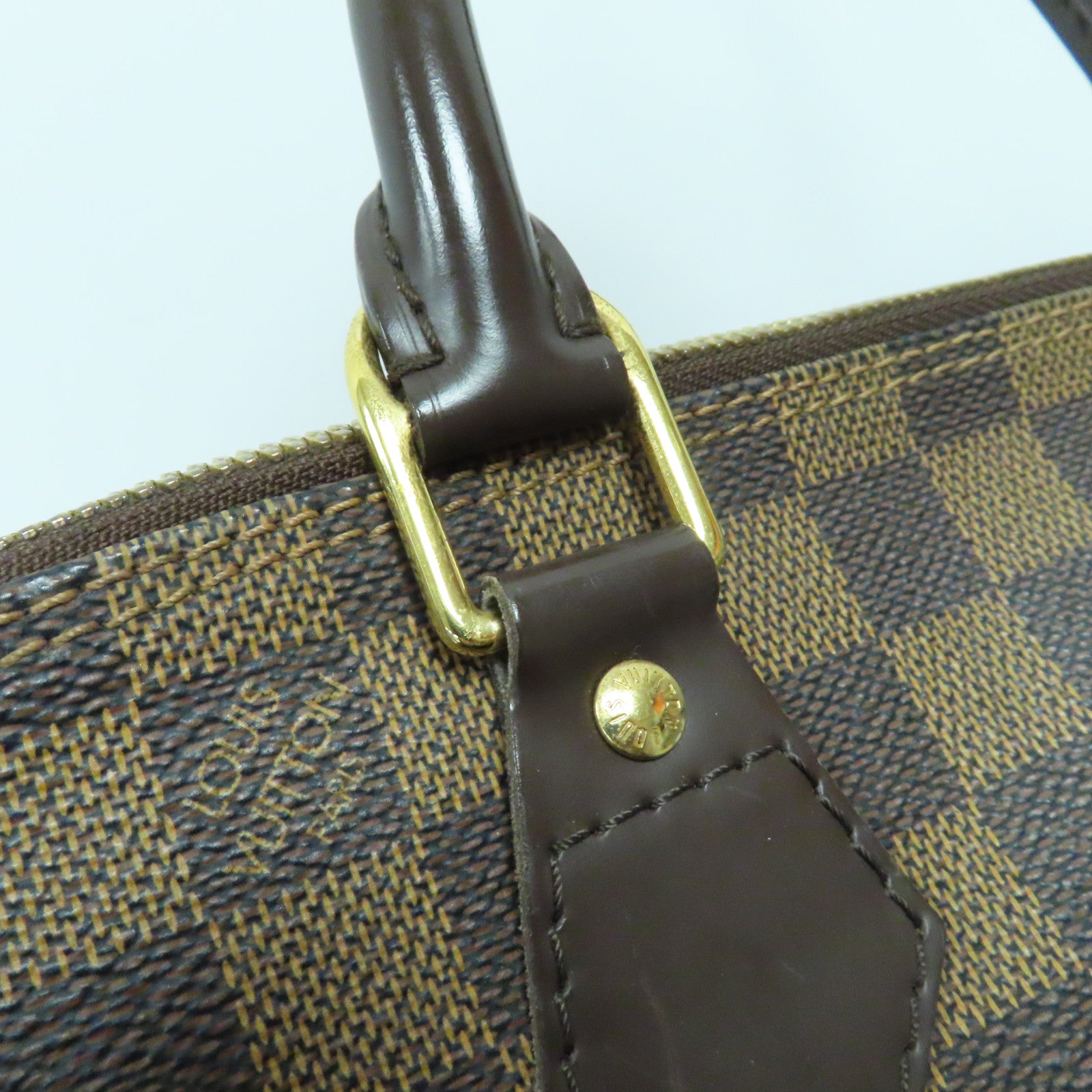LOUIS VUITTON 【激減優惠】Damier Ebene Alma MM金扣手挽袋啡色