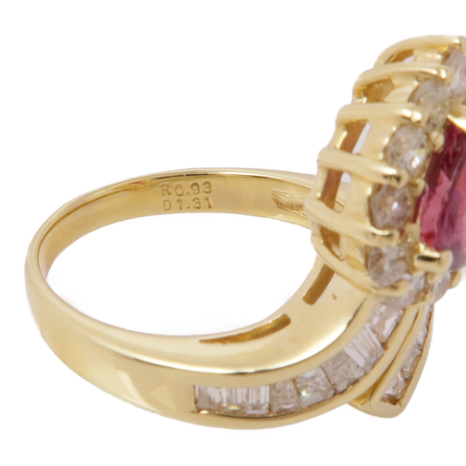 JEWELRY 18K黃金Ruby/Diamond Ring紅寶石/鑽石戒指US#7