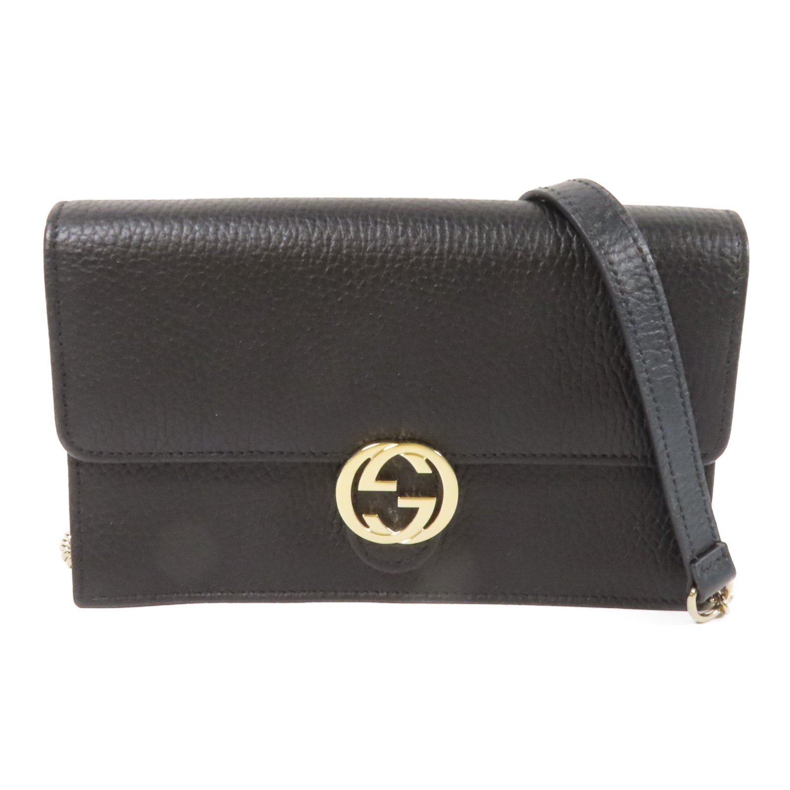 GUCCI 牛皮皮革GG Interlocking金扣鏈帶肩背袋