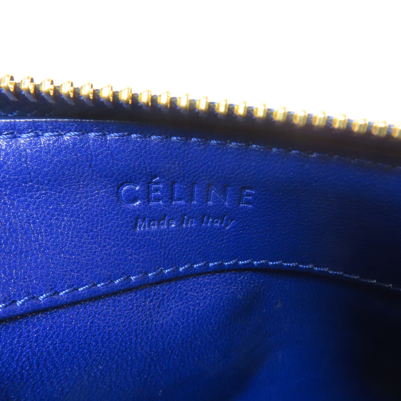 CELINE 蛇皮皮革Trio金扣肩背袋藍色