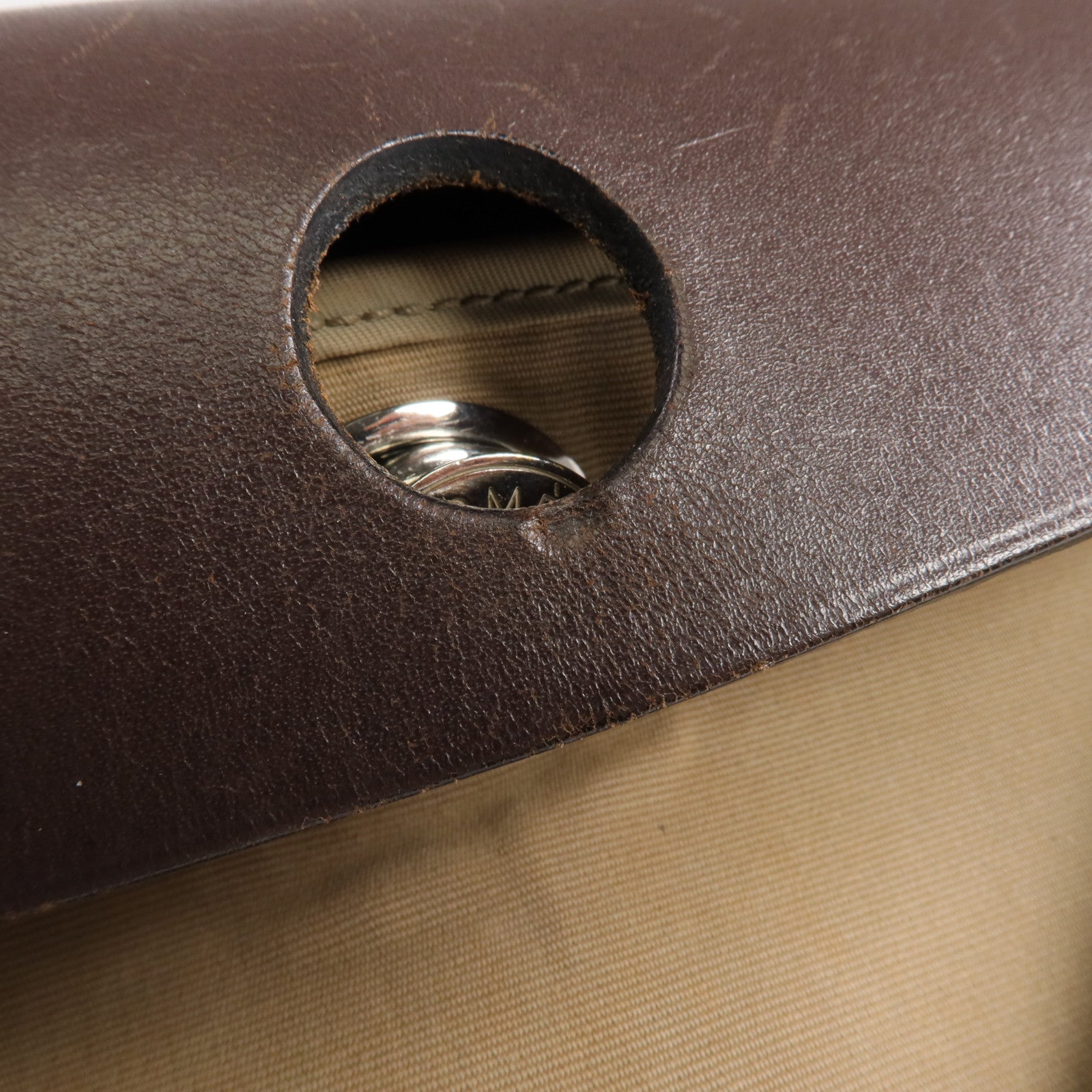 HERMES 帆布Herbag PM銀扣手挽肩背兩用袋Etoupe