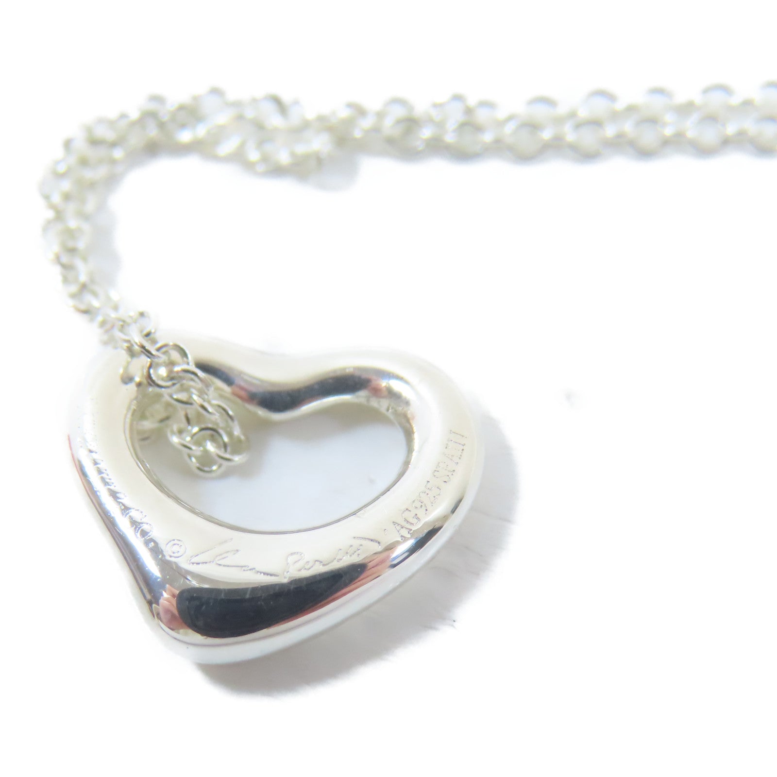 TIFFANY＆CO 925純銀Elsa Peretti Heart Pendant Necklace項鍊#40cm