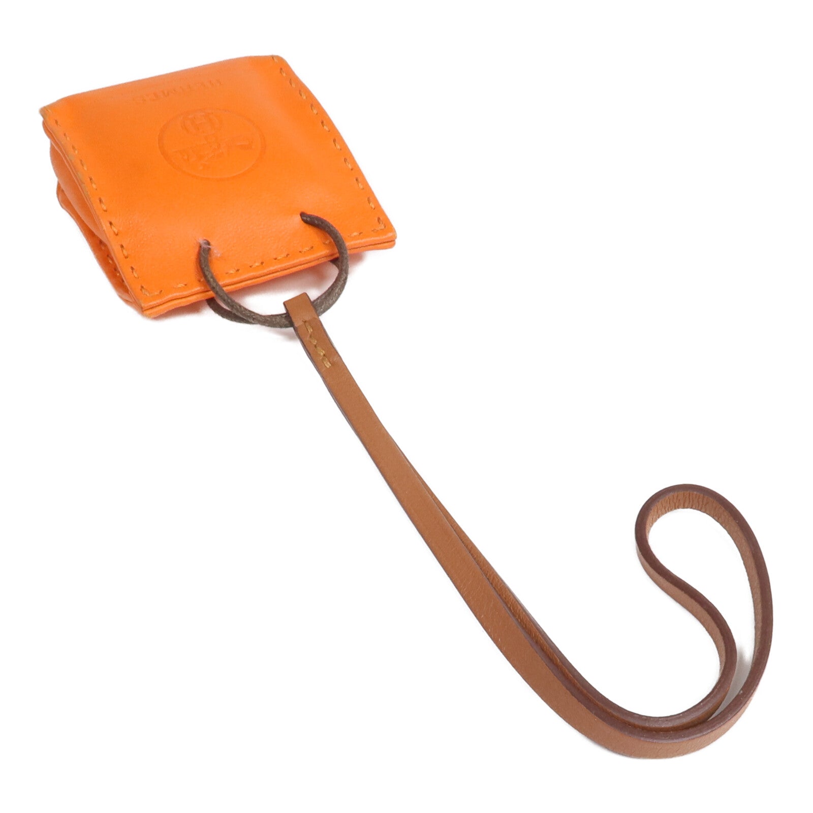 HERMES Milo/Swift皮革Sac Orange Bag Charm掛飾Orange H