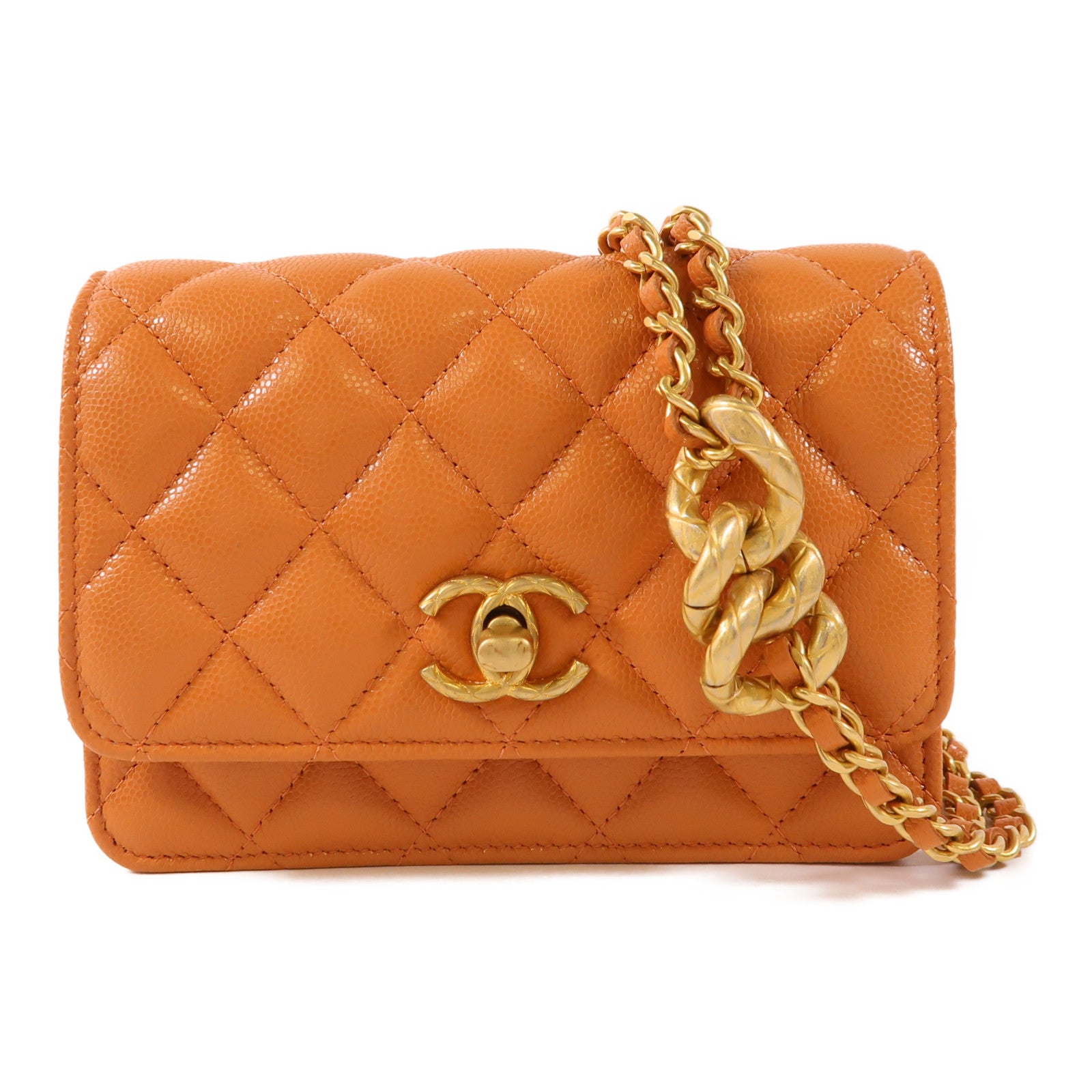 CHANEL 牛皮皮革Chain Shoulder Bag金扣鏈帶肩背袋
