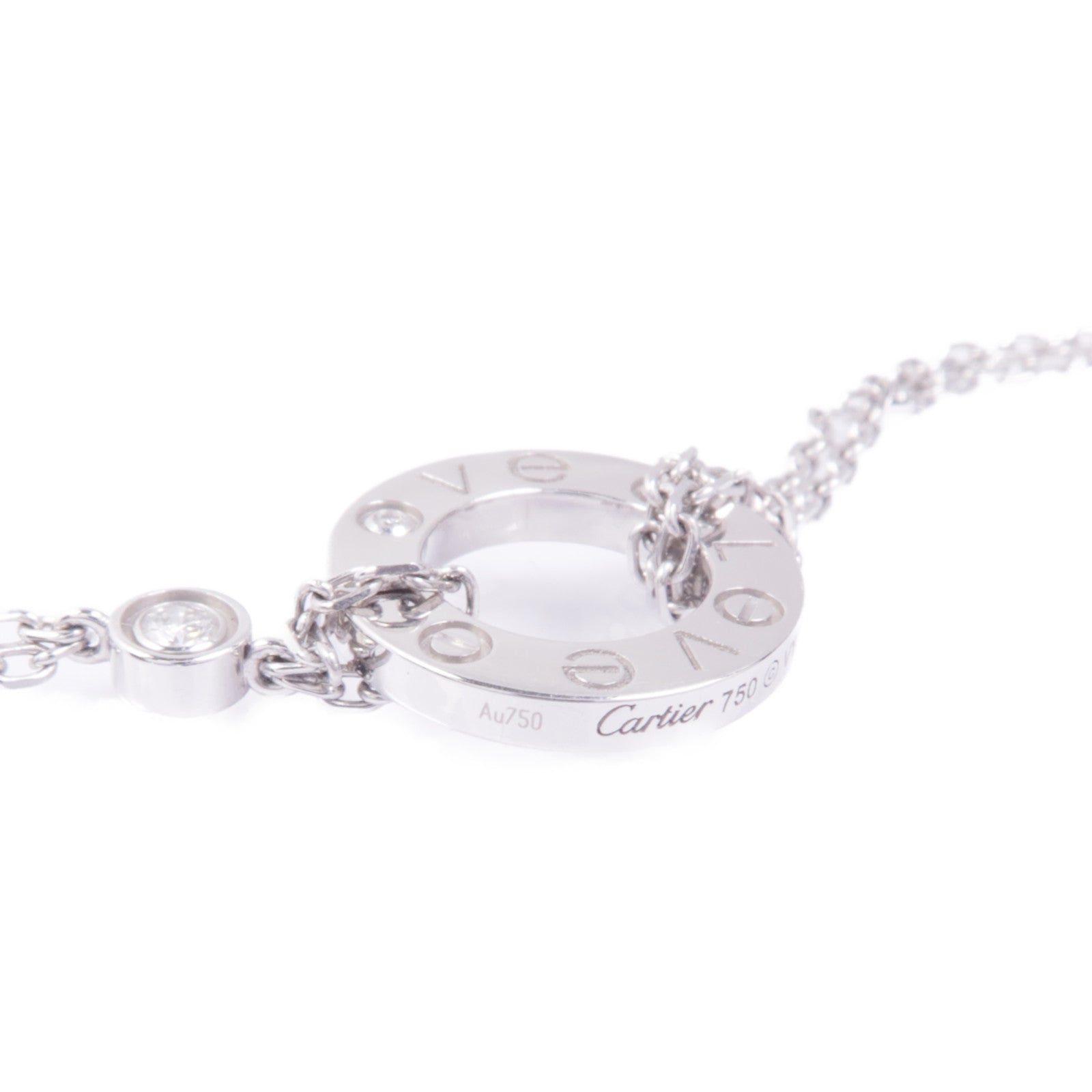 CARTIER 【激減優惠】18K白金Love Necklace 2P Diamond鑽石項鍊